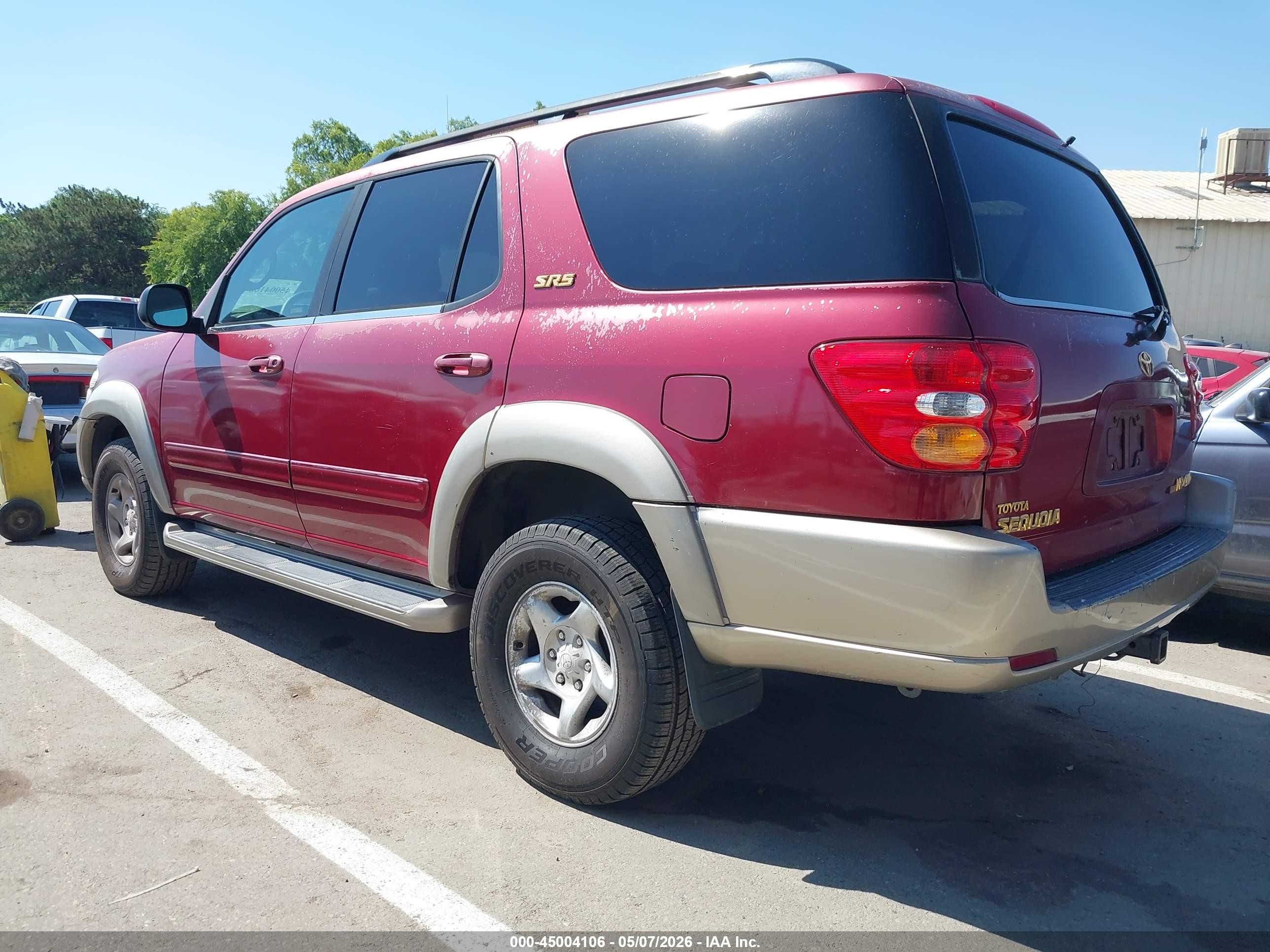 2001 Toyota Sequoia Sr5 V8 Красный vin: 5TDBT44AX1S015906