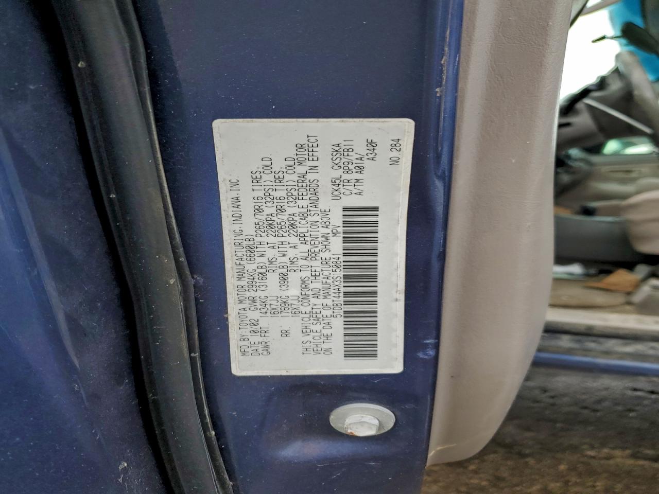 2003 Toyota Sequoia Sr5 Blue vin: 5TDBT44AX3S150841