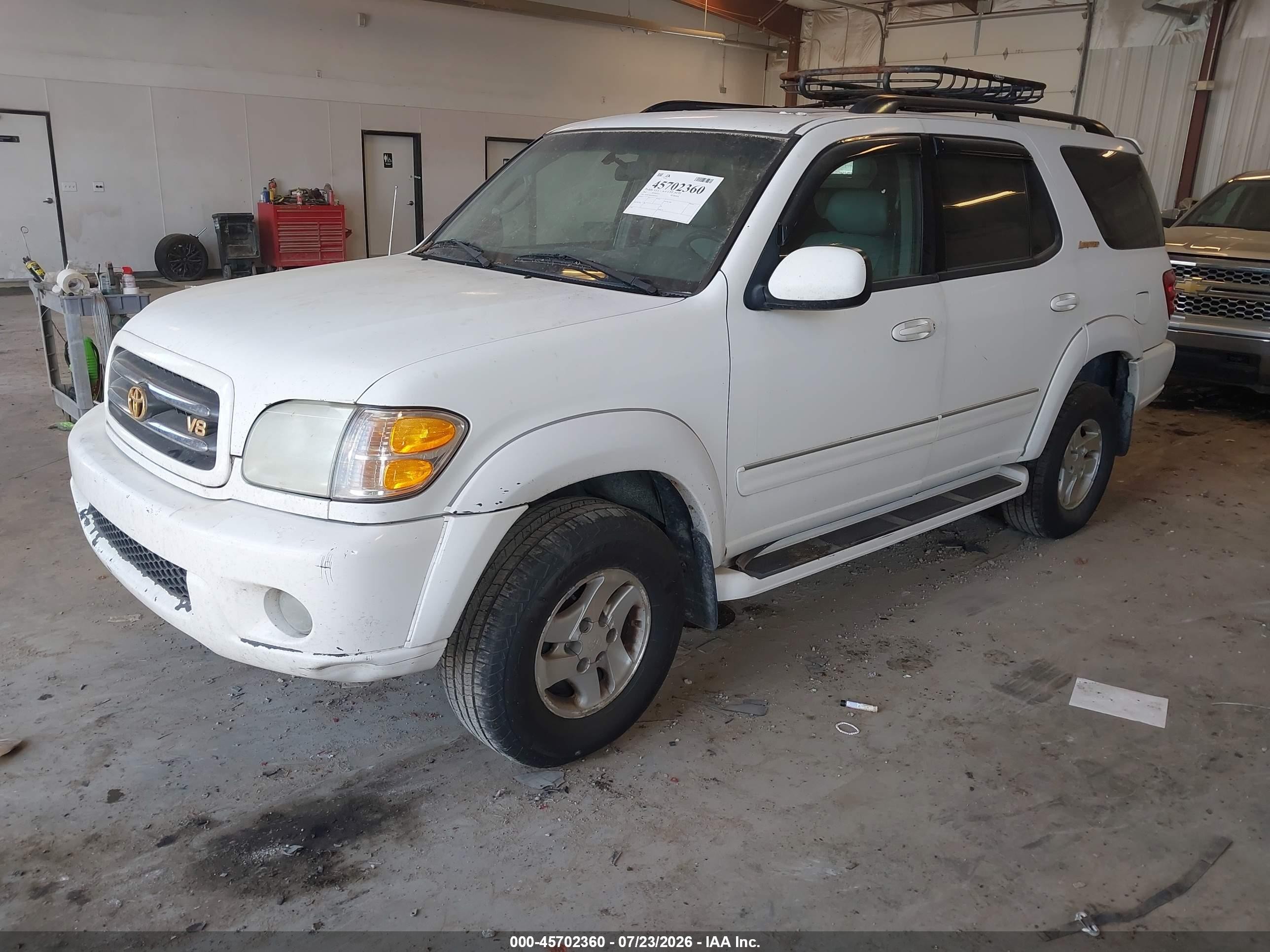 2002 Toyota Sequoia Limited V8 White vin: 5TDBT48A02S059263