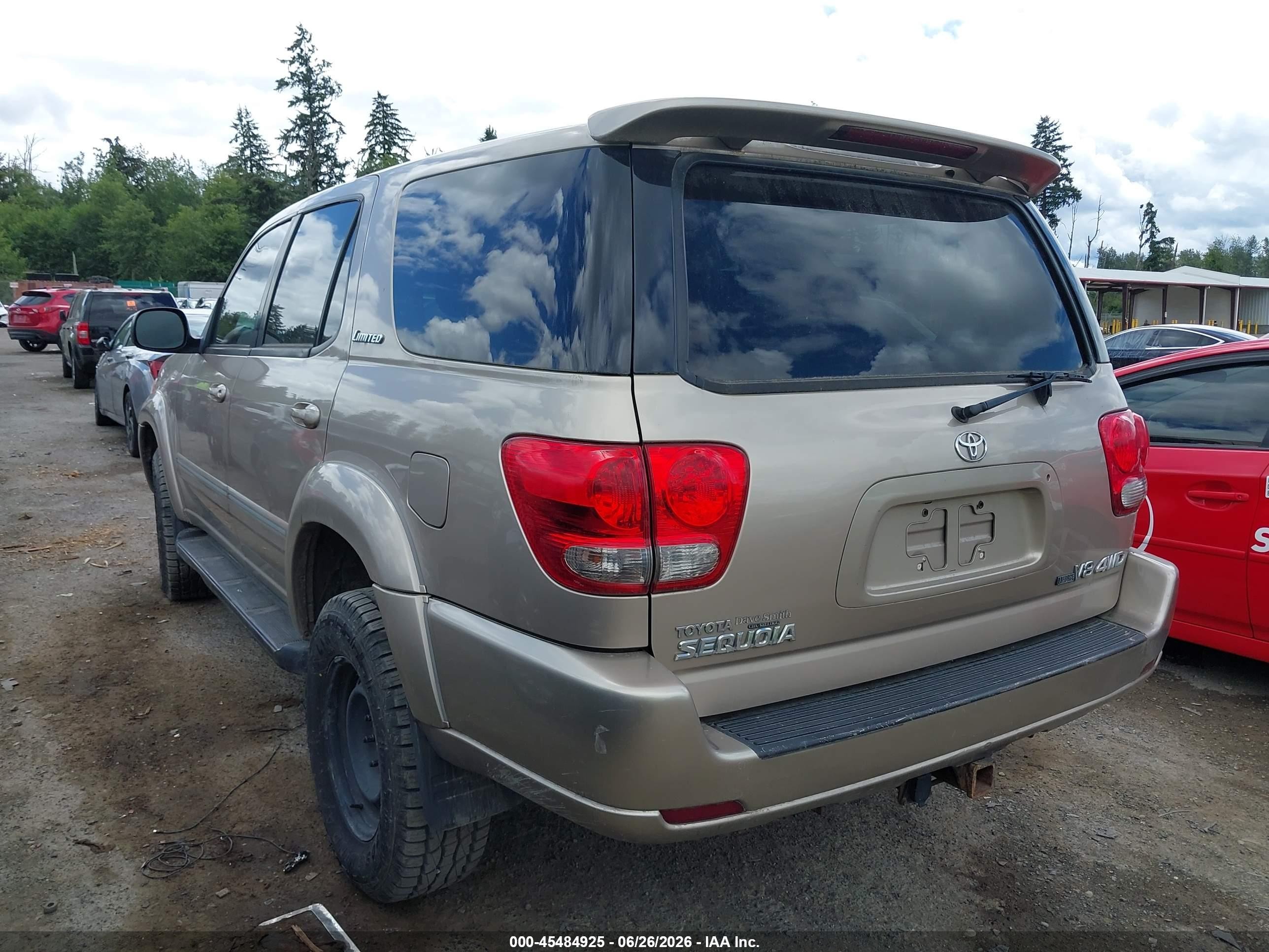 2007 Toyota Sequoia Limited Gold vin: 5TDBT48A07S282913