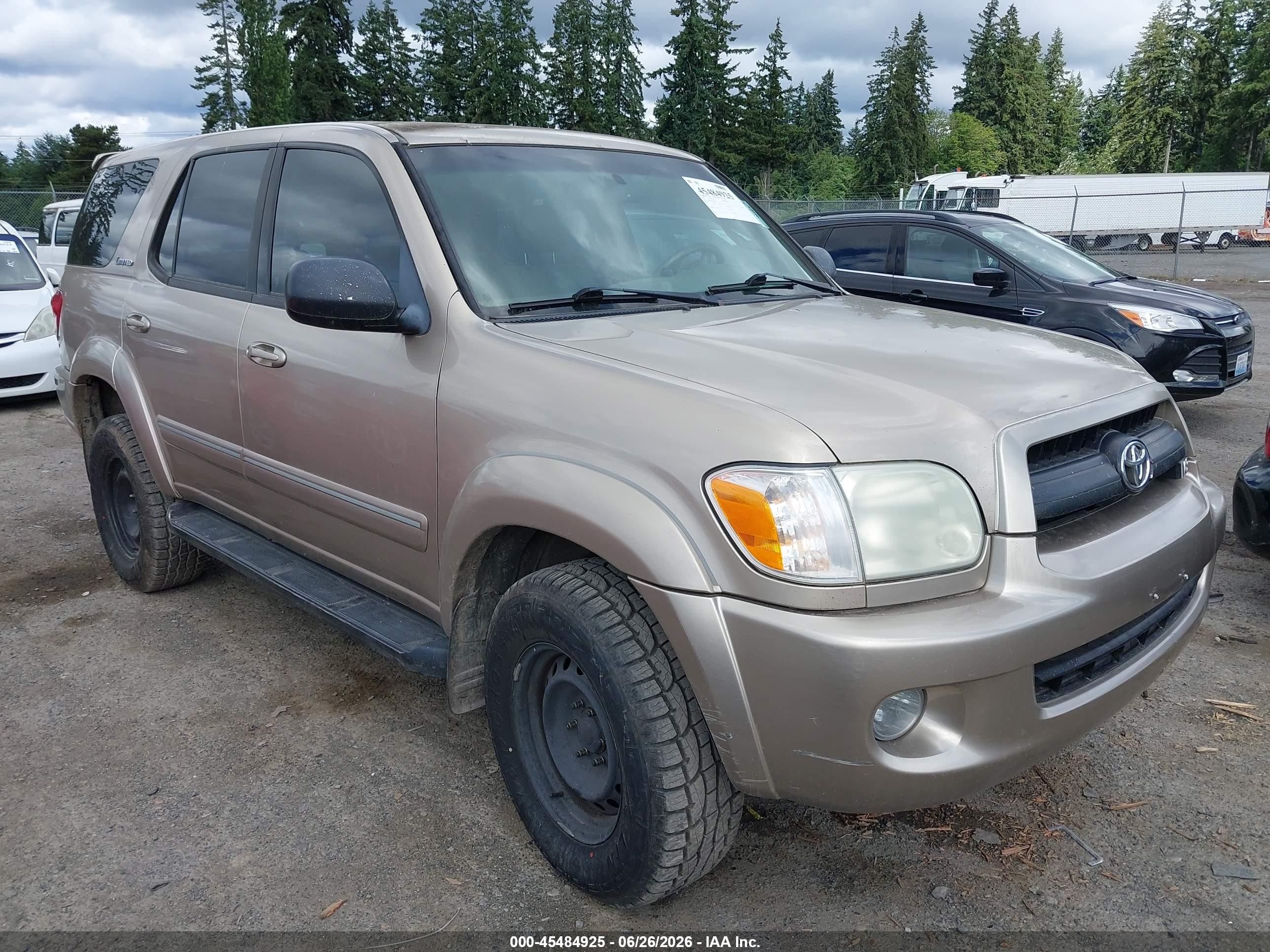 2007 Toyota Sequoia Limited Gold vin: 5TDBT48A07S282913