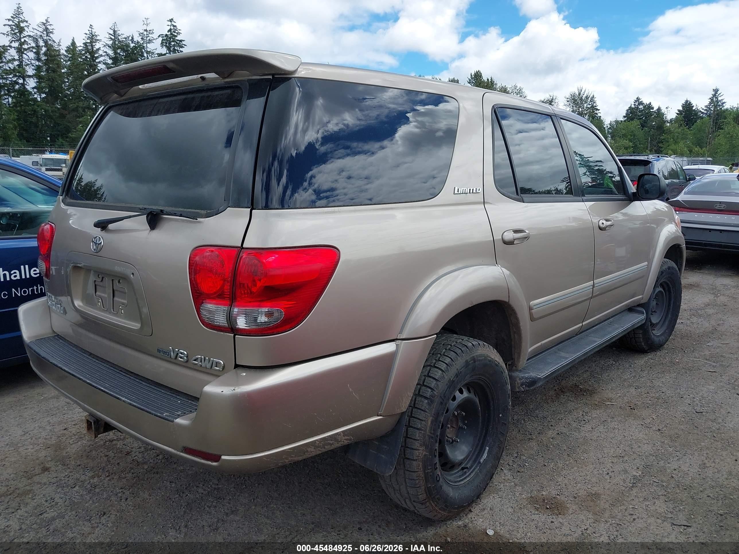 2007 Toyota Sequoia Limited Gold vin: 5TDBT48A07S282913