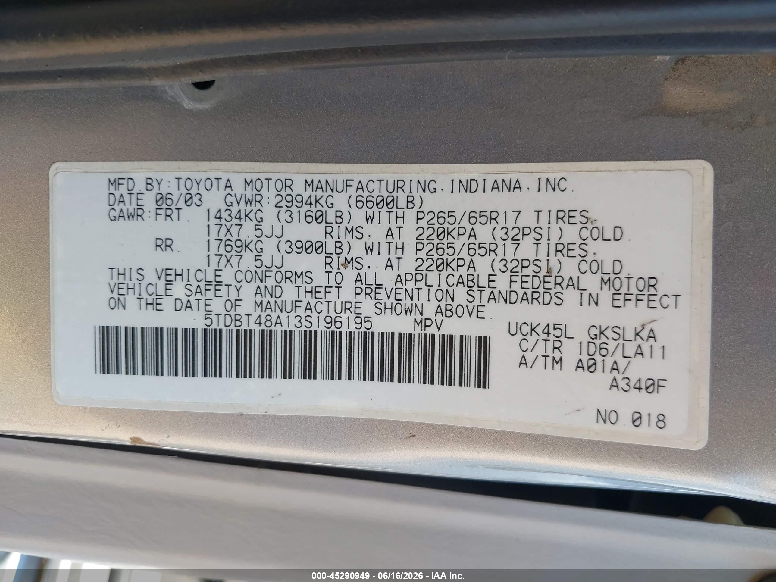 2003 Toyota Sequoia Limited V8 Silver vin: 5TDBT48A13S196195
