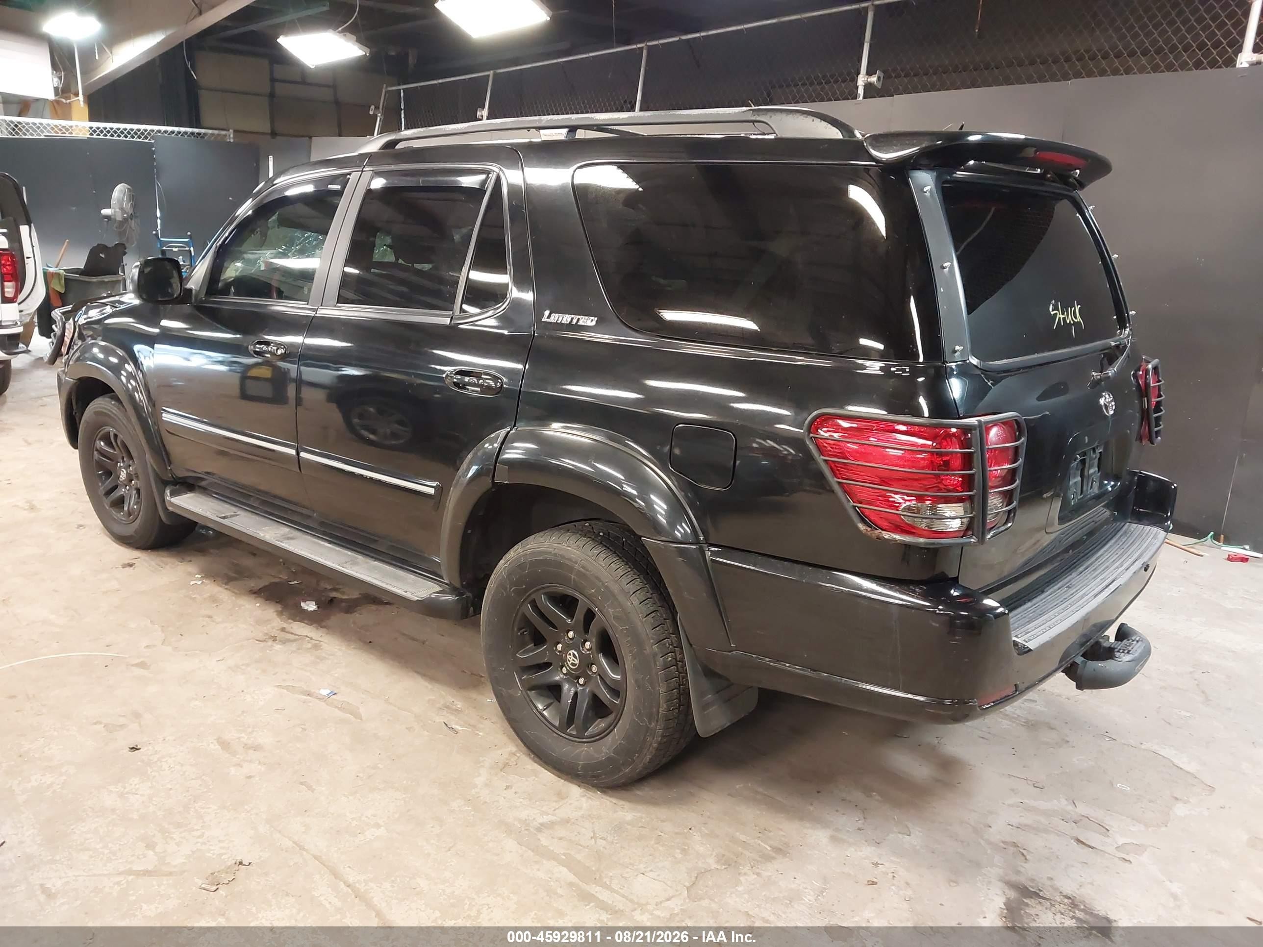 2007 Toyota Sequoia Limited Black vin: 5TDBT48A17S287005