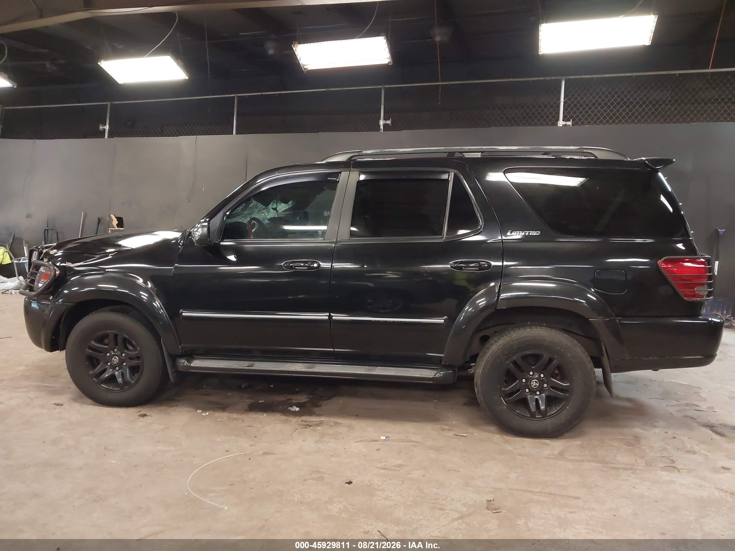 2007 Toyota Sequoia Limited Black vin: 5TDBT48A17S287005
