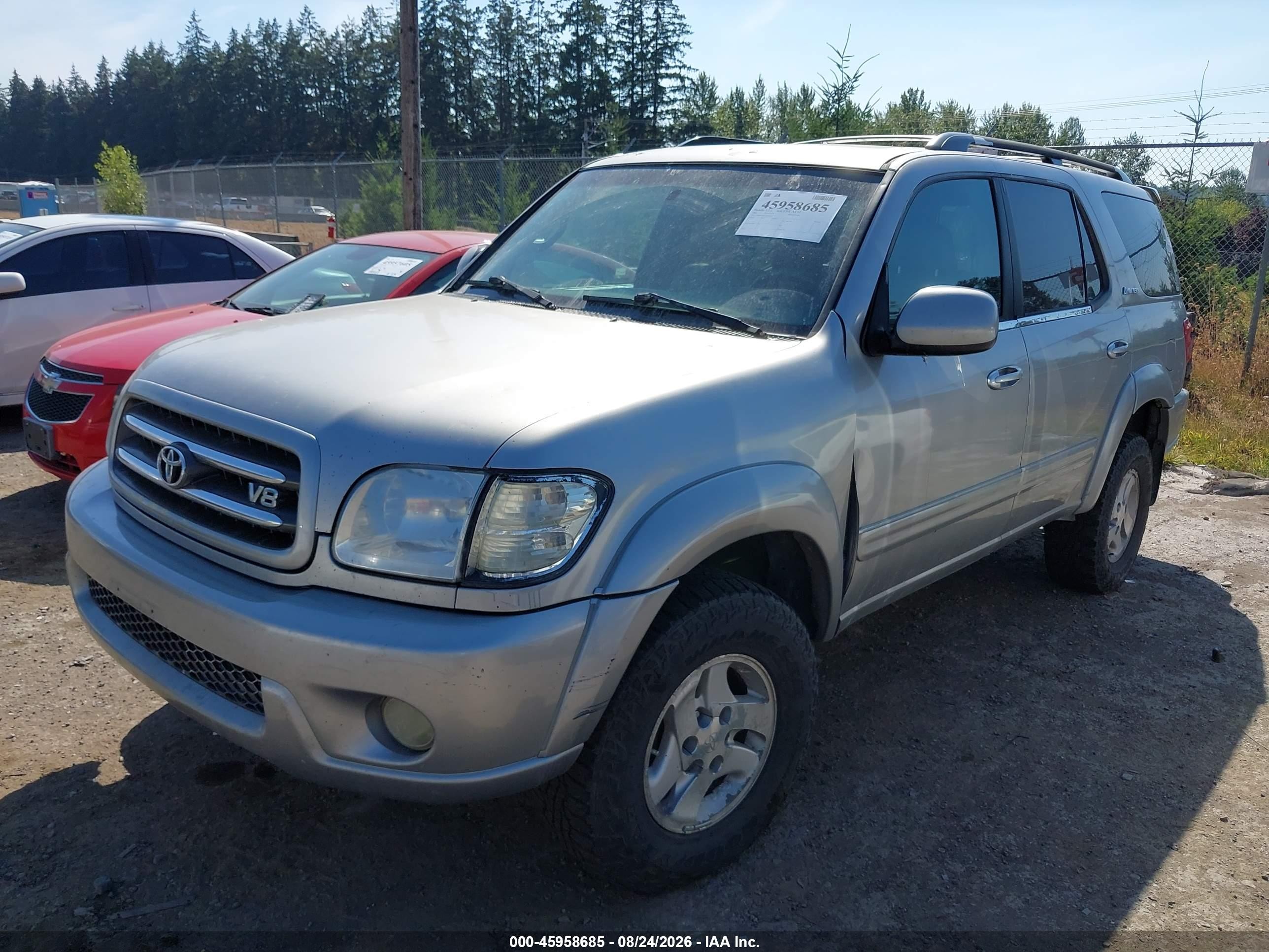 2001 Toyota Sequoia Limited V8 Silver vin: 5TDBT48A21S038512