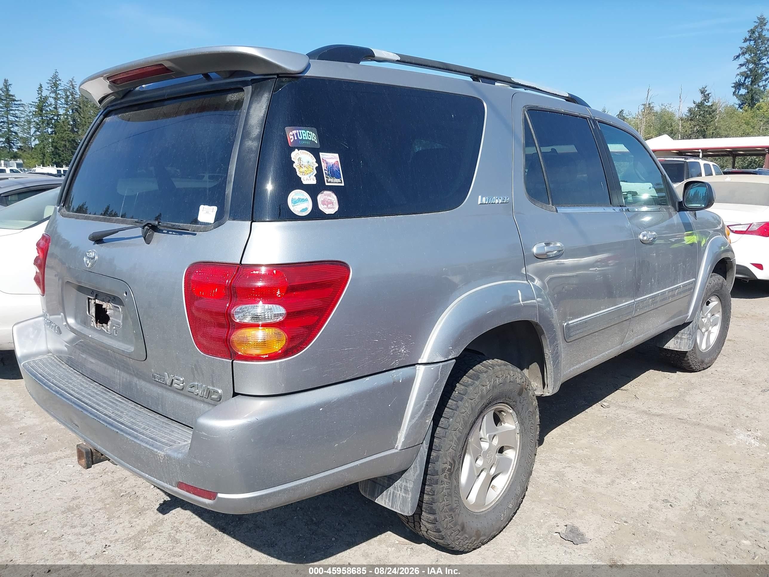 2001 Toyota Sequoia Limited V8 Silver vin: 5TDBT48A21S038512