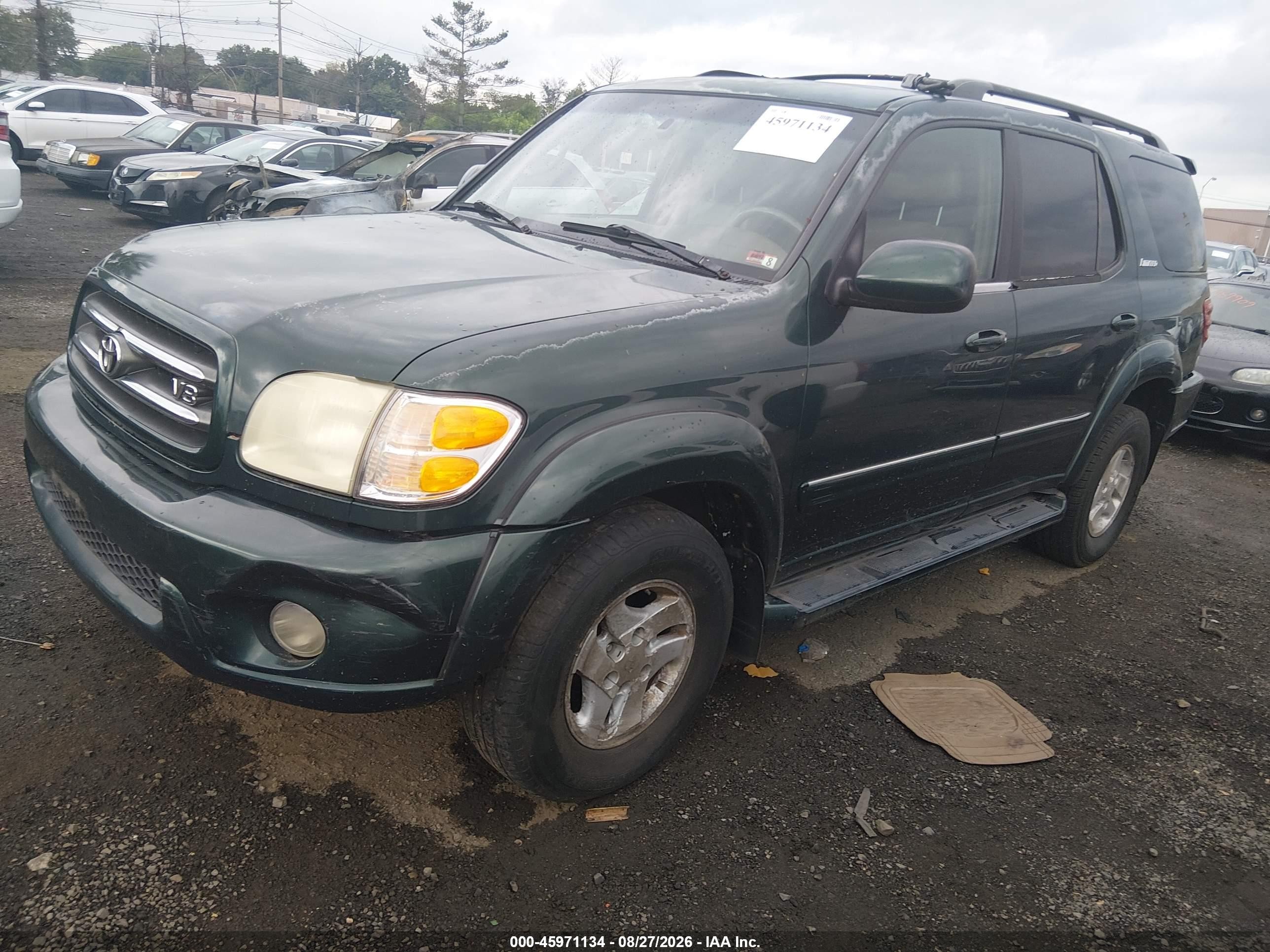 2002 Toyota Sequoia Limited V8 Green vin: 5TDBT48A22S076811
