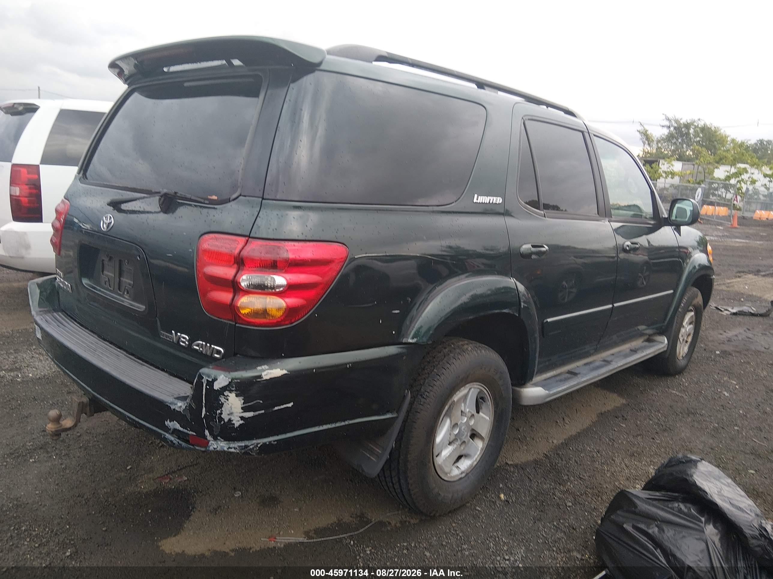 2002 Toyota Sequoia Limited V8 Green vin: 5TDBT48A22S076811
