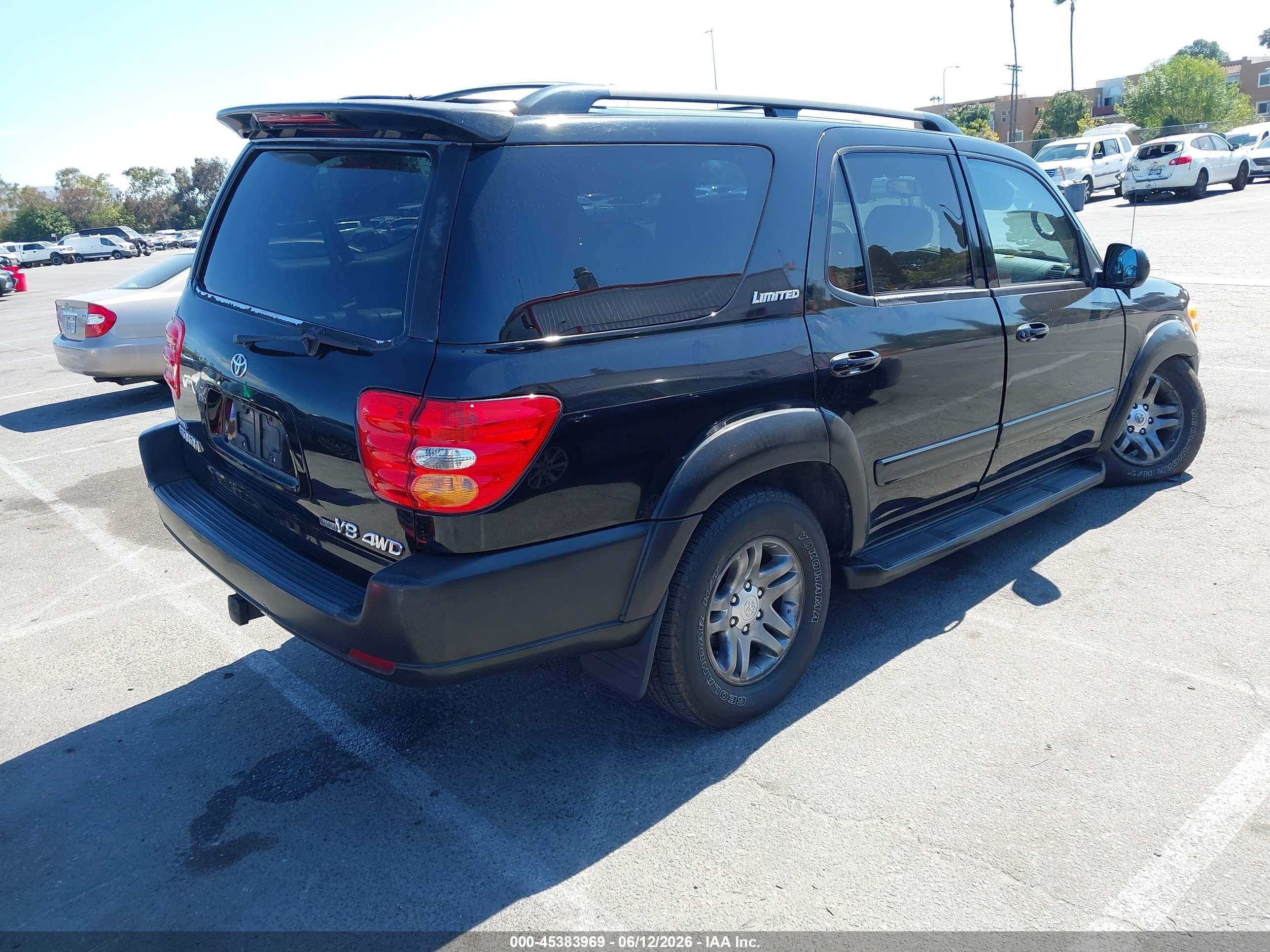 2003 Toyota Sequoia Limited V8 Black vin: 5TDBT48A23S150472