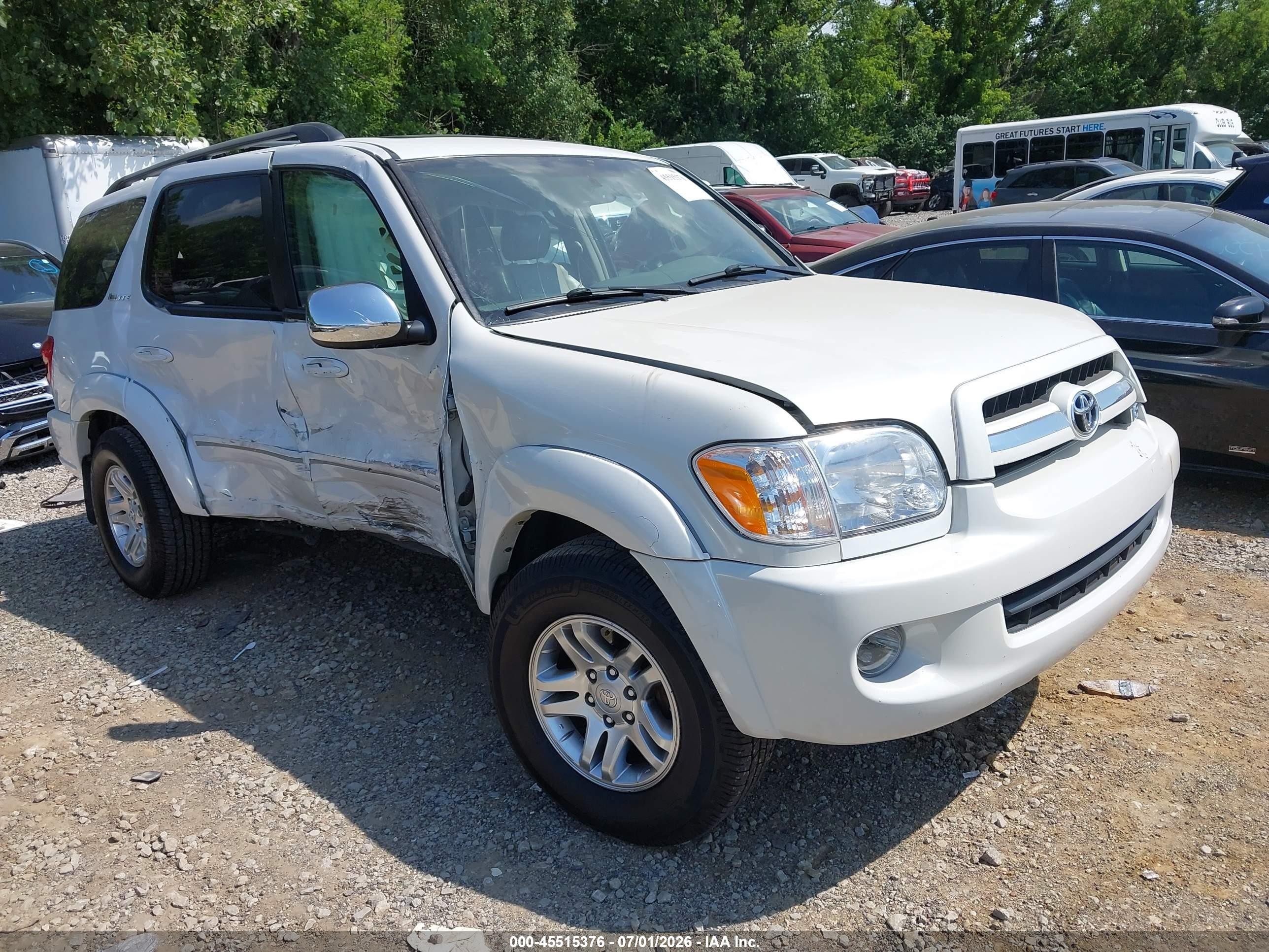 2007 Toyota Sequoia Limited White vin: 5TDBT48A27S281634