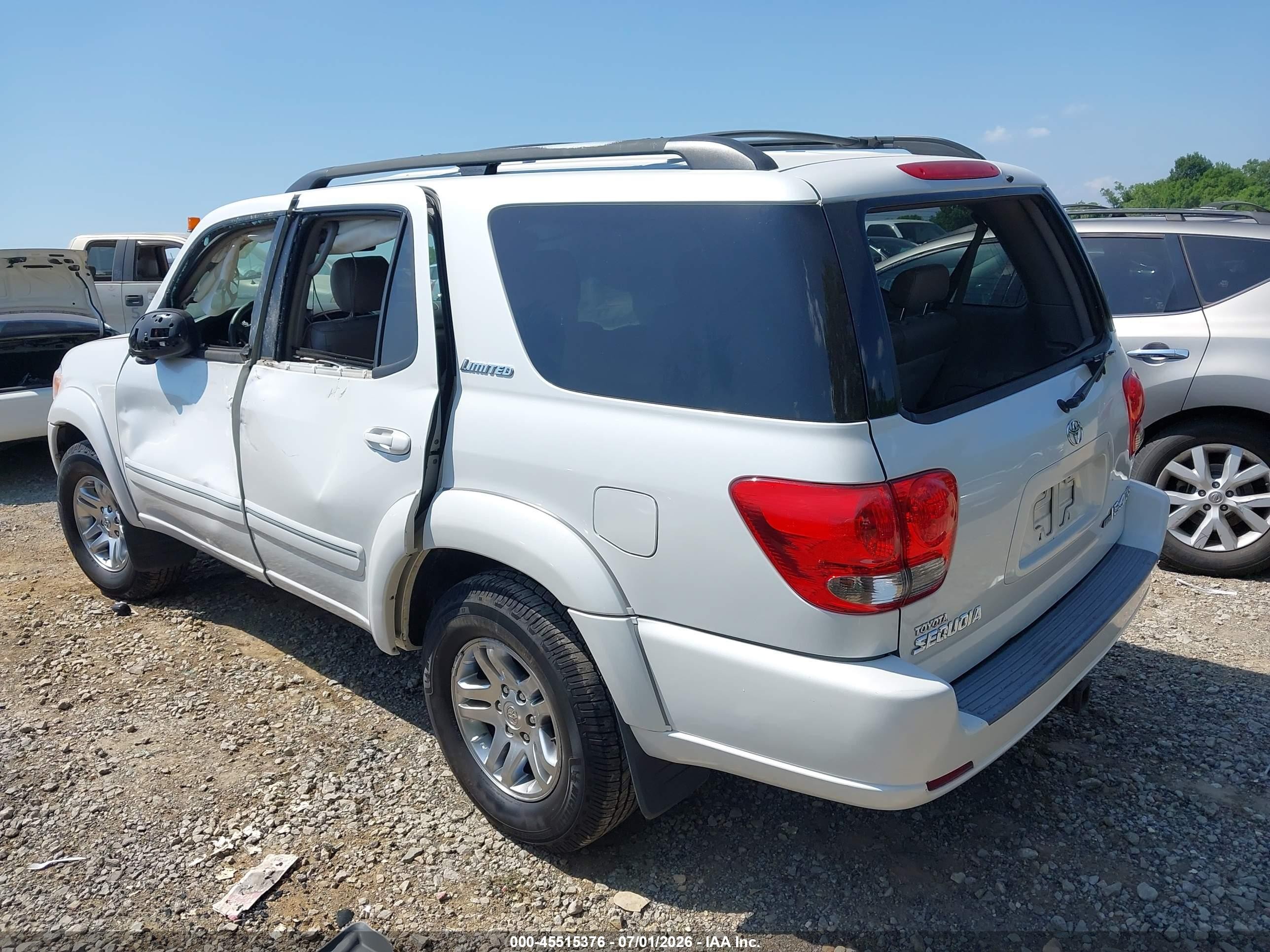 2007 Toyota Sequoia Limited White vin: 5TDBT48A27S281634