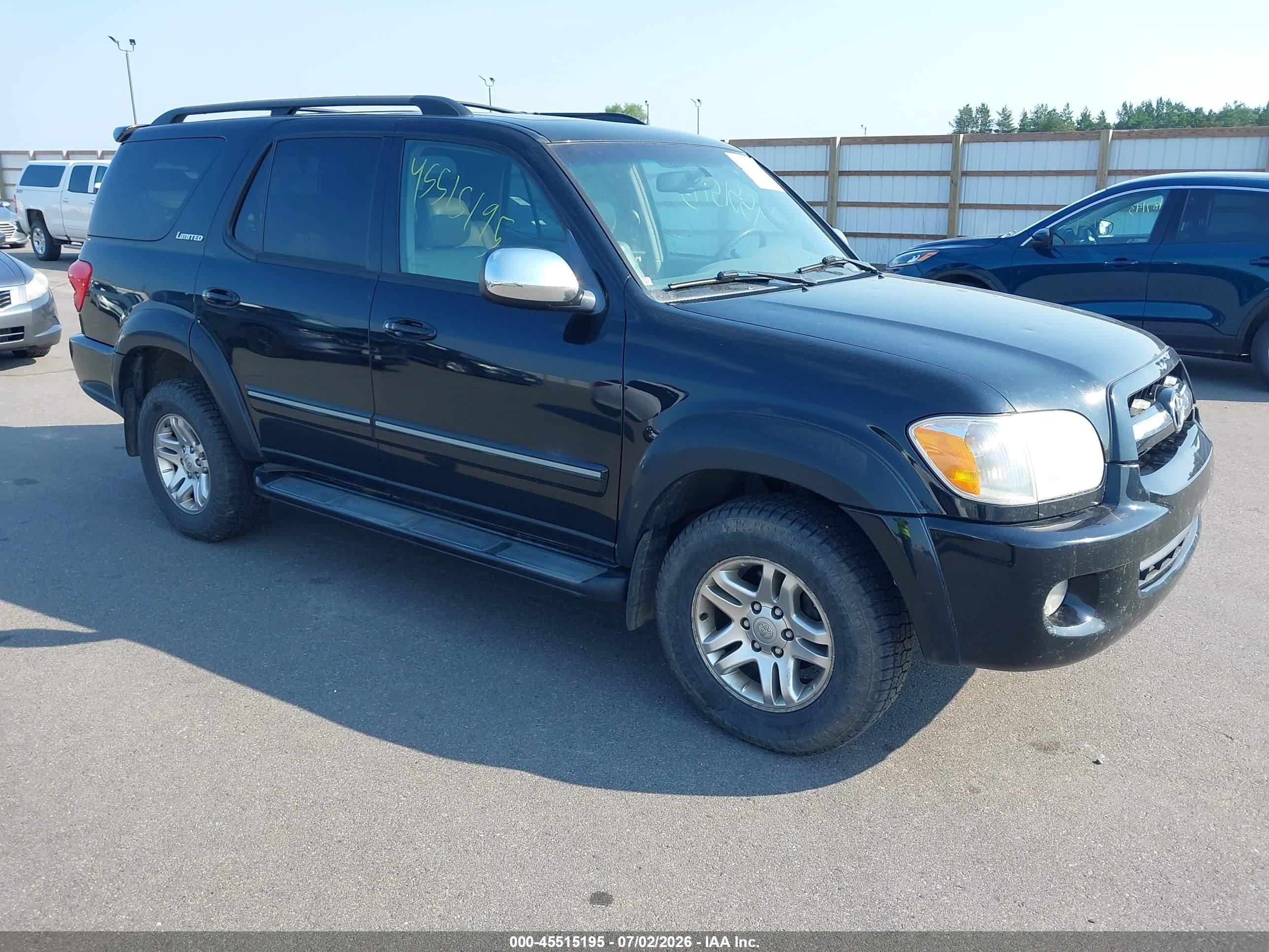 2007 Toyota Sequoia Limited Black vin: 5TDBT48A27S283156