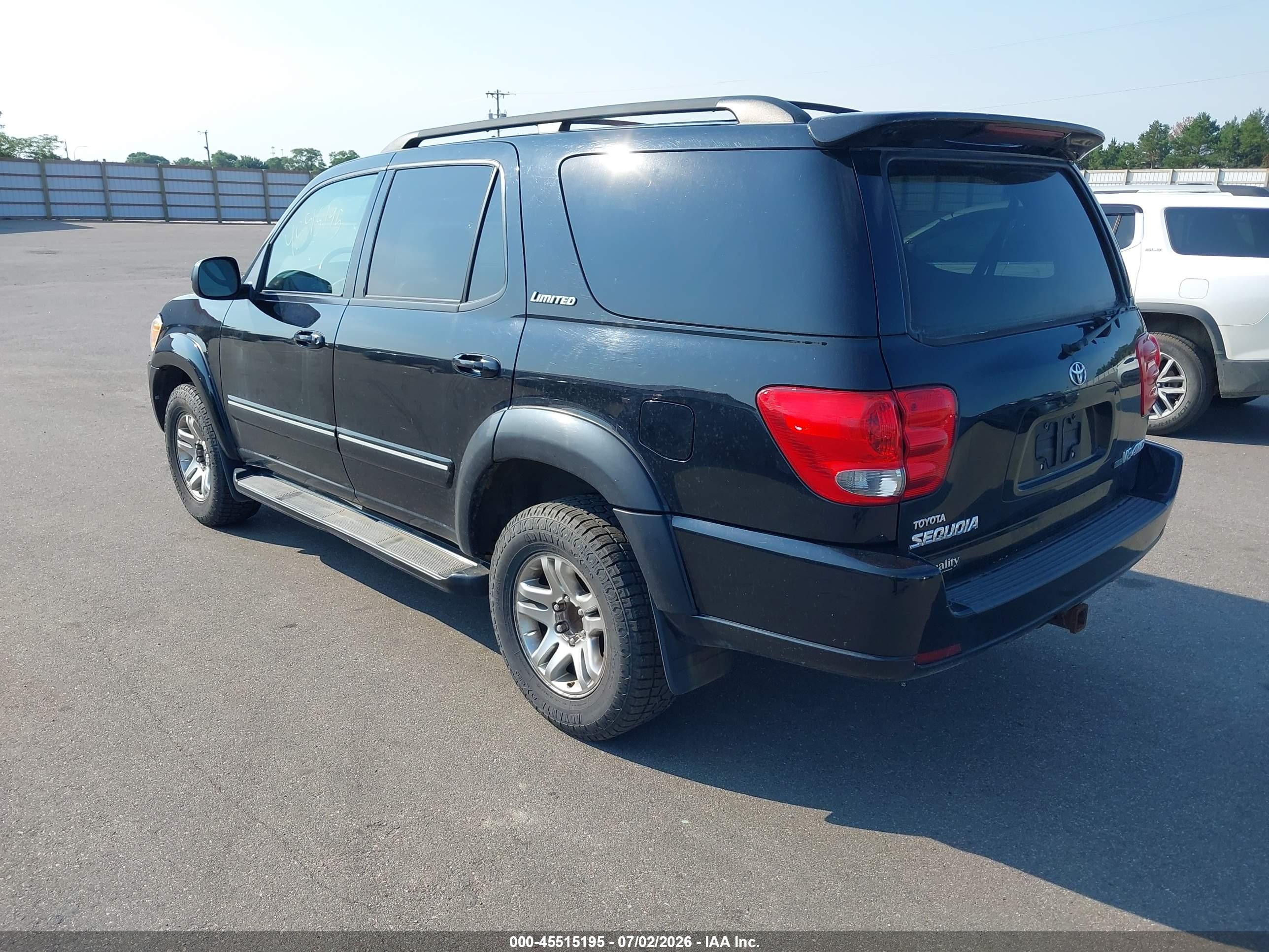 2007 Toyota Sequoia Limited Black vin: 5TDBT48A27S283156