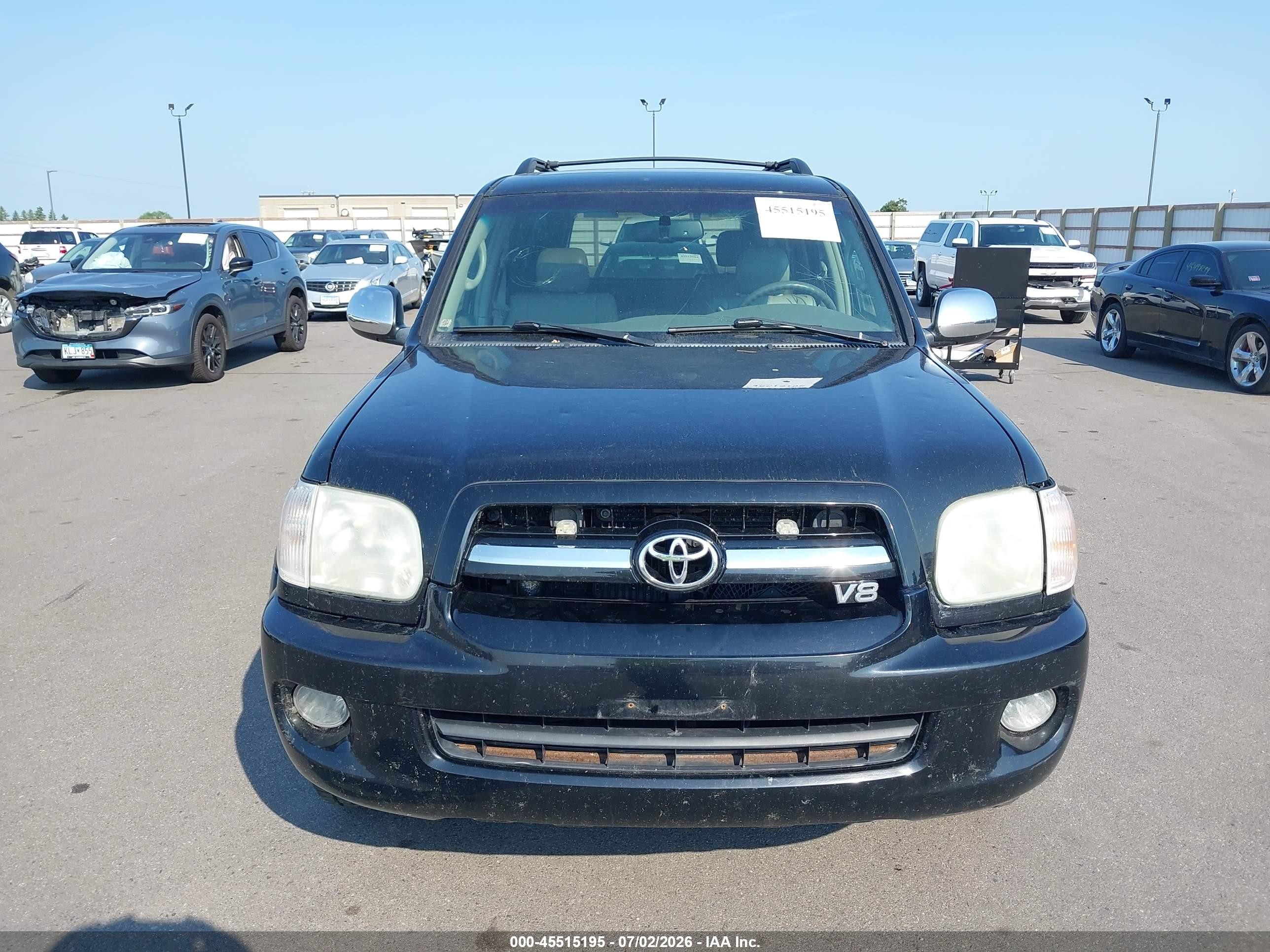 2007 Toyota Sequoia Limited Black vin: 5TDBT48A27S283156