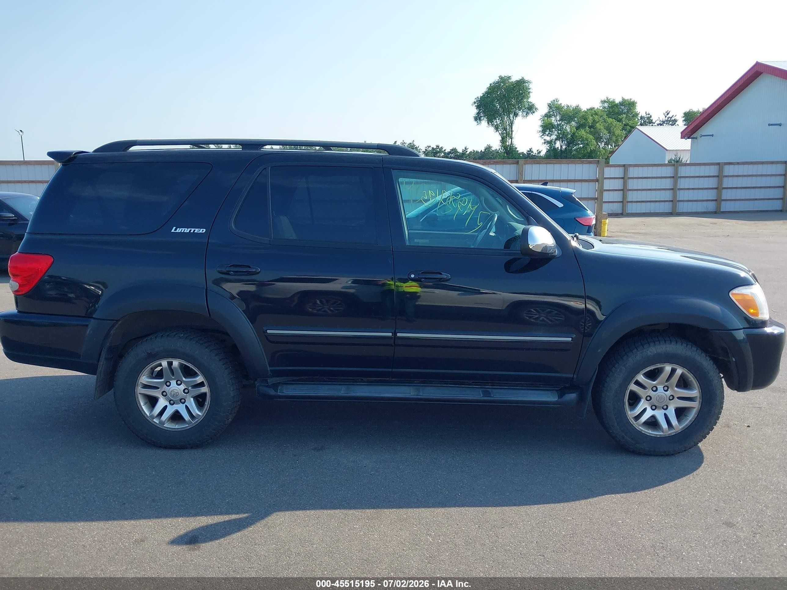 2007 Toyota Sequoia Limited Black vin: 5TDBT48A27S283156