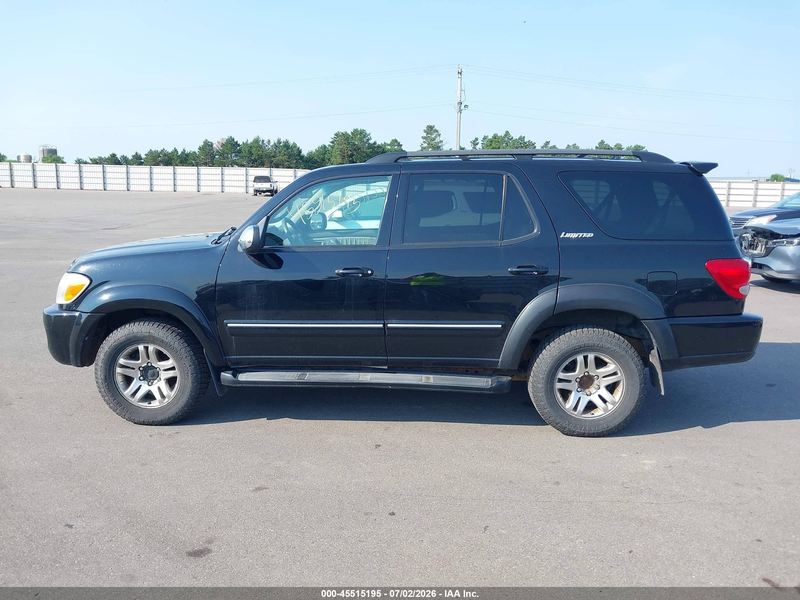 2007 Toyota Sequoia Limited Black vin: 5TDBT48A27S283156