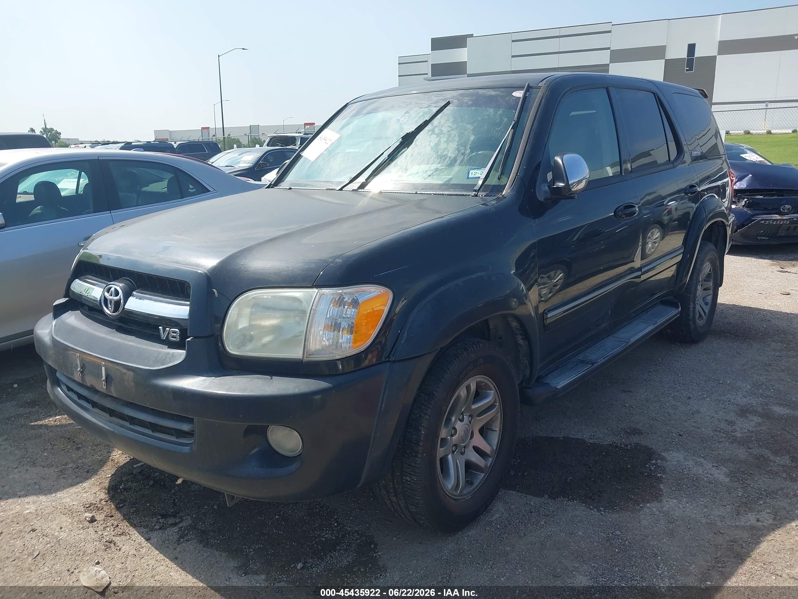 2007 Toyota Sequoia Limited V8 Black vin: 5TDBT48A27S291130