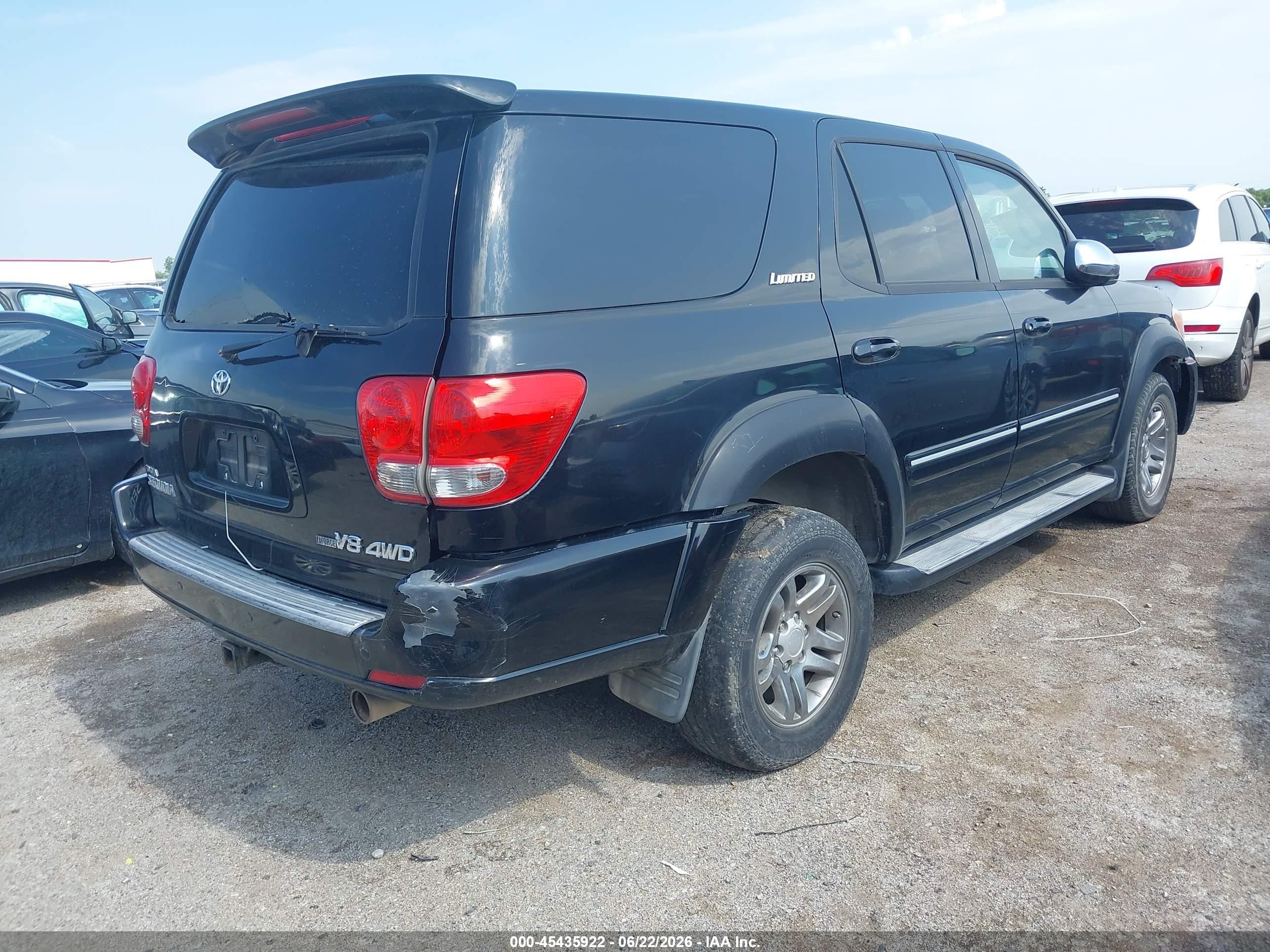 2007 Toyota Sequoia Limited V8 Black vin: 5TDBT48A27S291130
