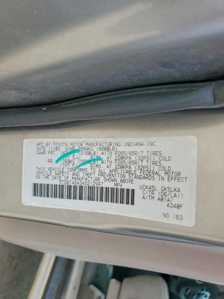 2004 Toyota Sequoia Limited Silver vin: 5TDBT48A34S212947