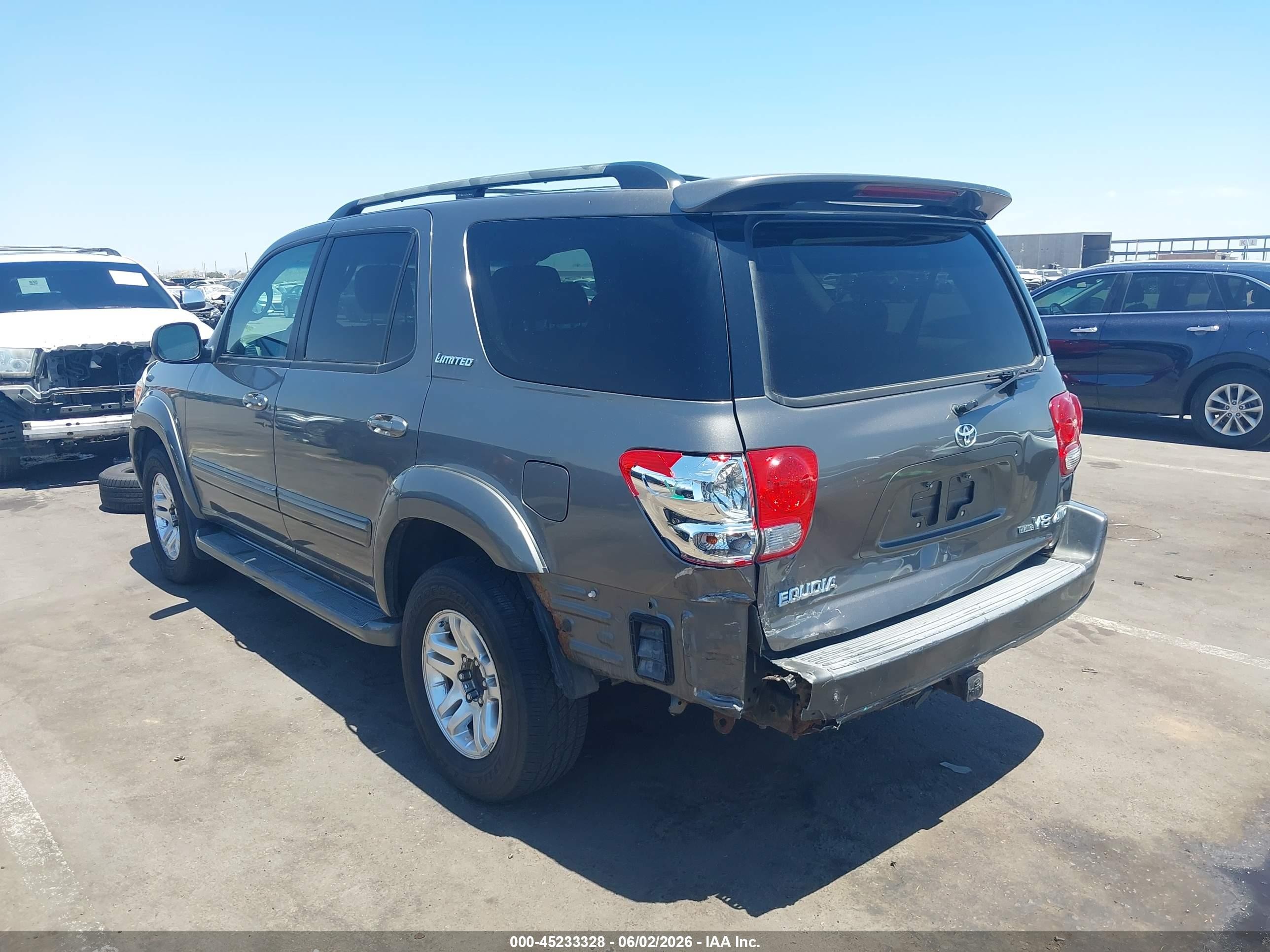 2006 Toyota Sequoia Limited V8 Gray vin: 5TDBT48A36S265926