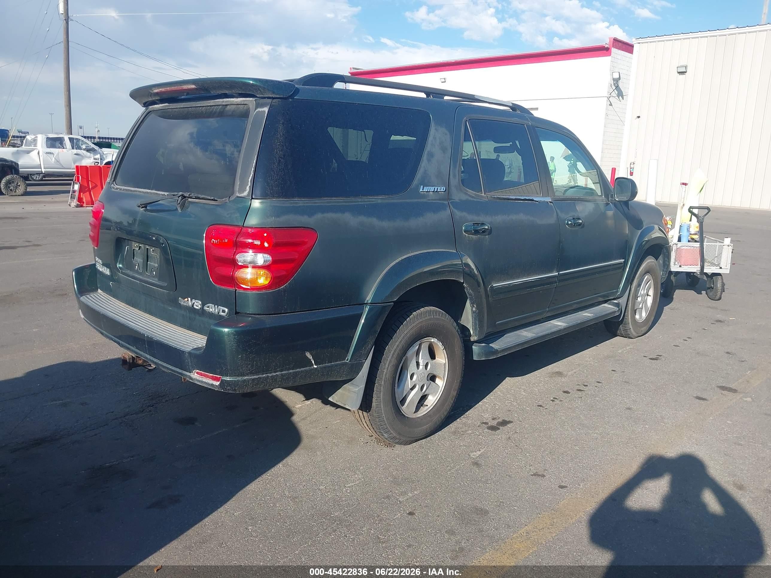 2001 Toyota Sequoia Limited V8 Green vin: 5TDBT48A41S042822