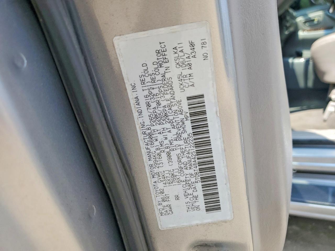 2002 Toyota Sequoia Limited Silver vin: 5TDBT48A42S122235