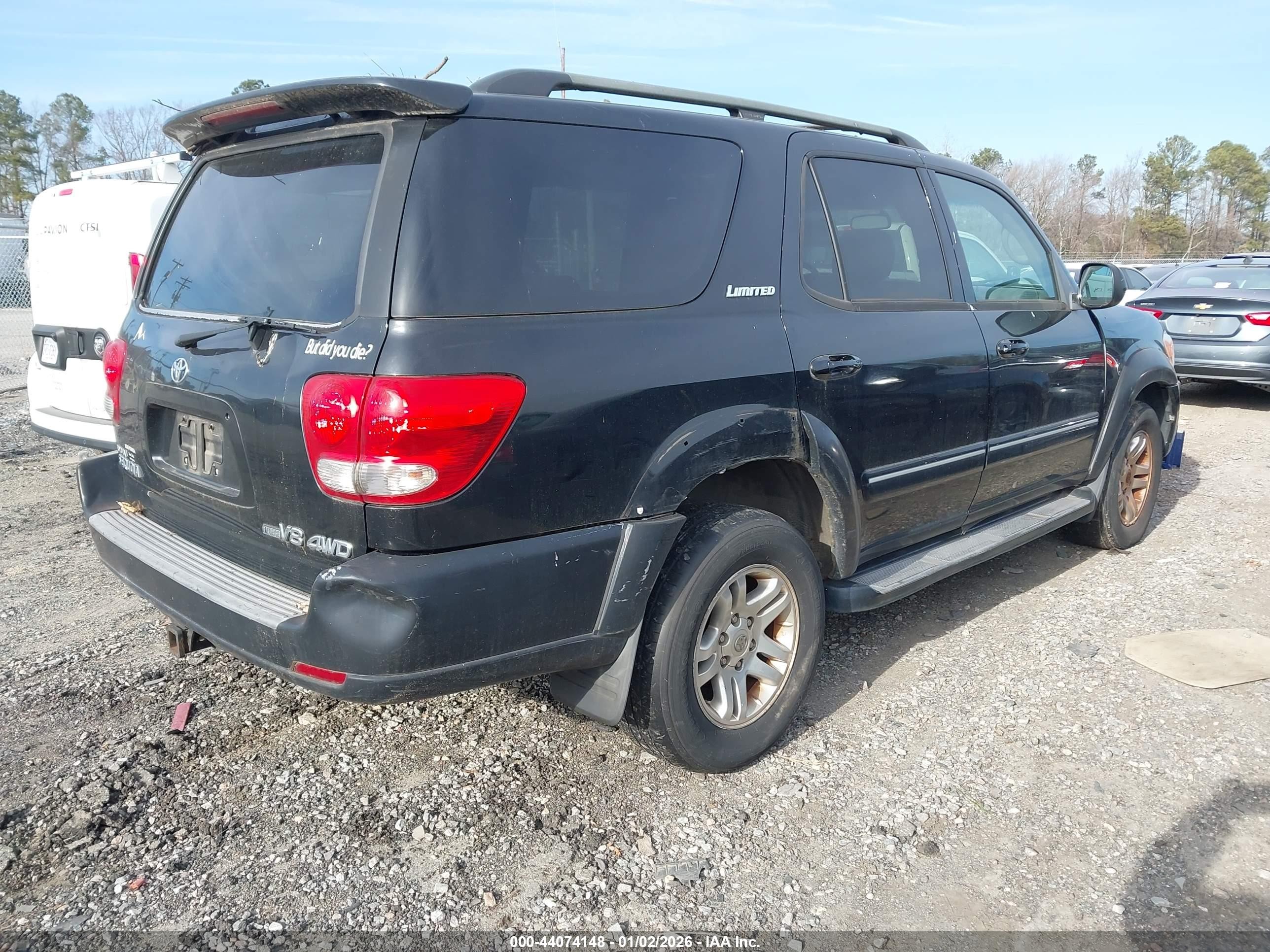 2005 Toyota Sequoia Limited V8 Black vin: 5TDBT48A45S248535