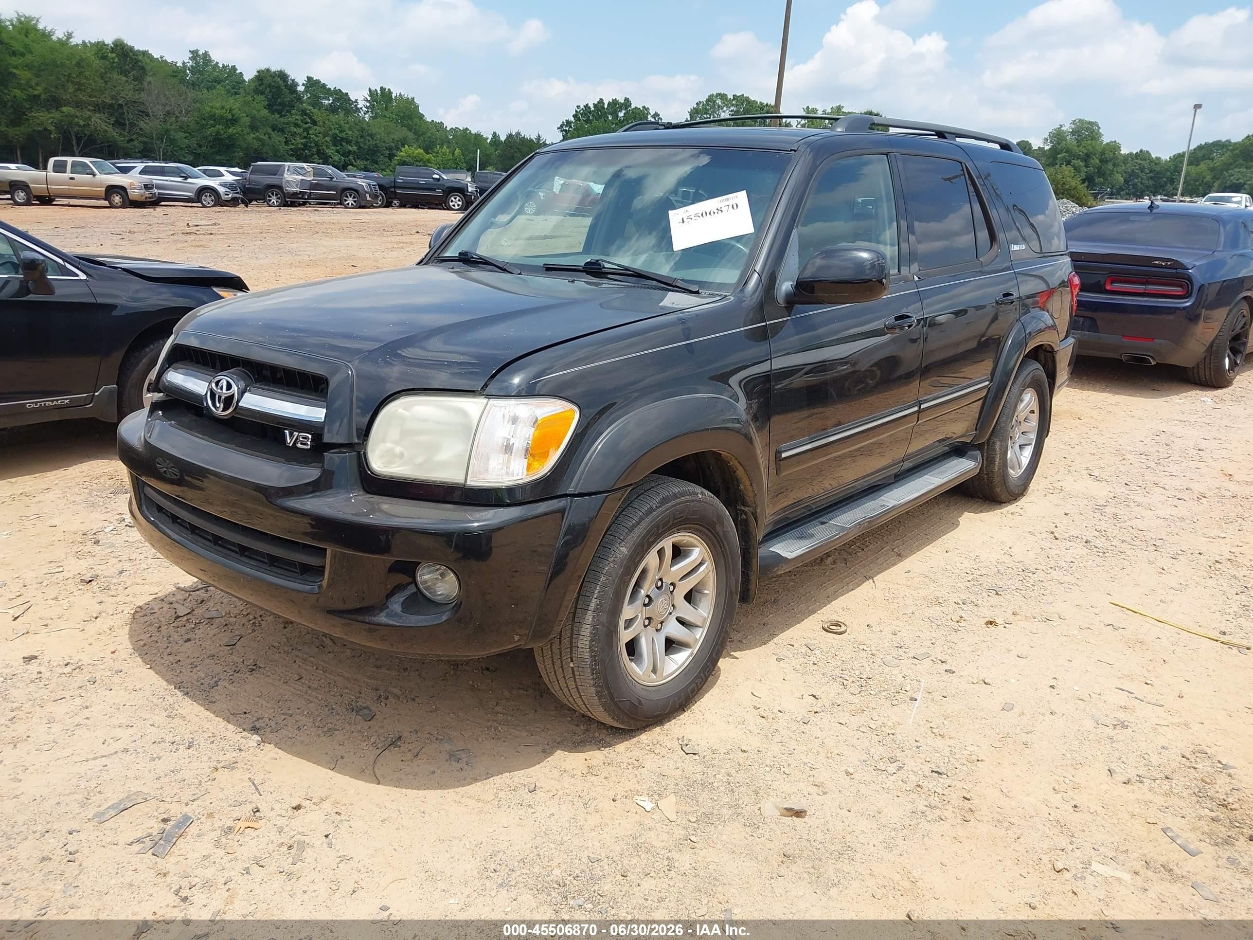 2006 Toyota Sequoia Limited V8 Black vin: 5TDBT48A46S267524