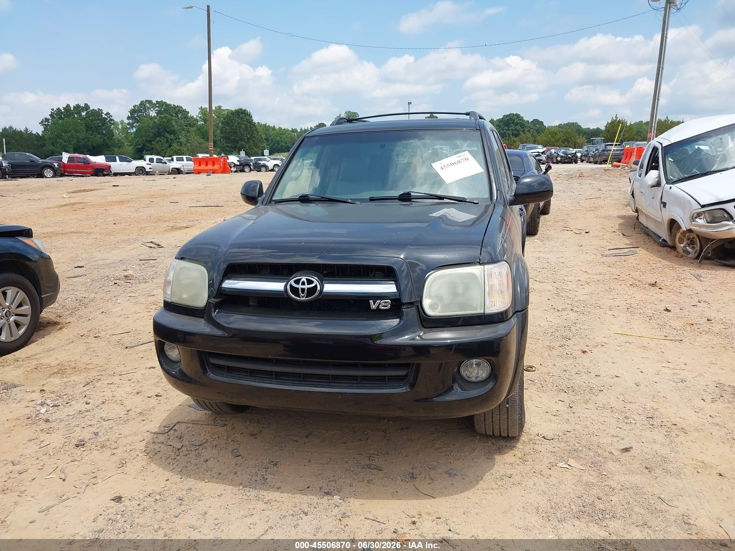 2006 Toyota Sequoia Limited V8 Black vin: 5TDBT48A46S267524