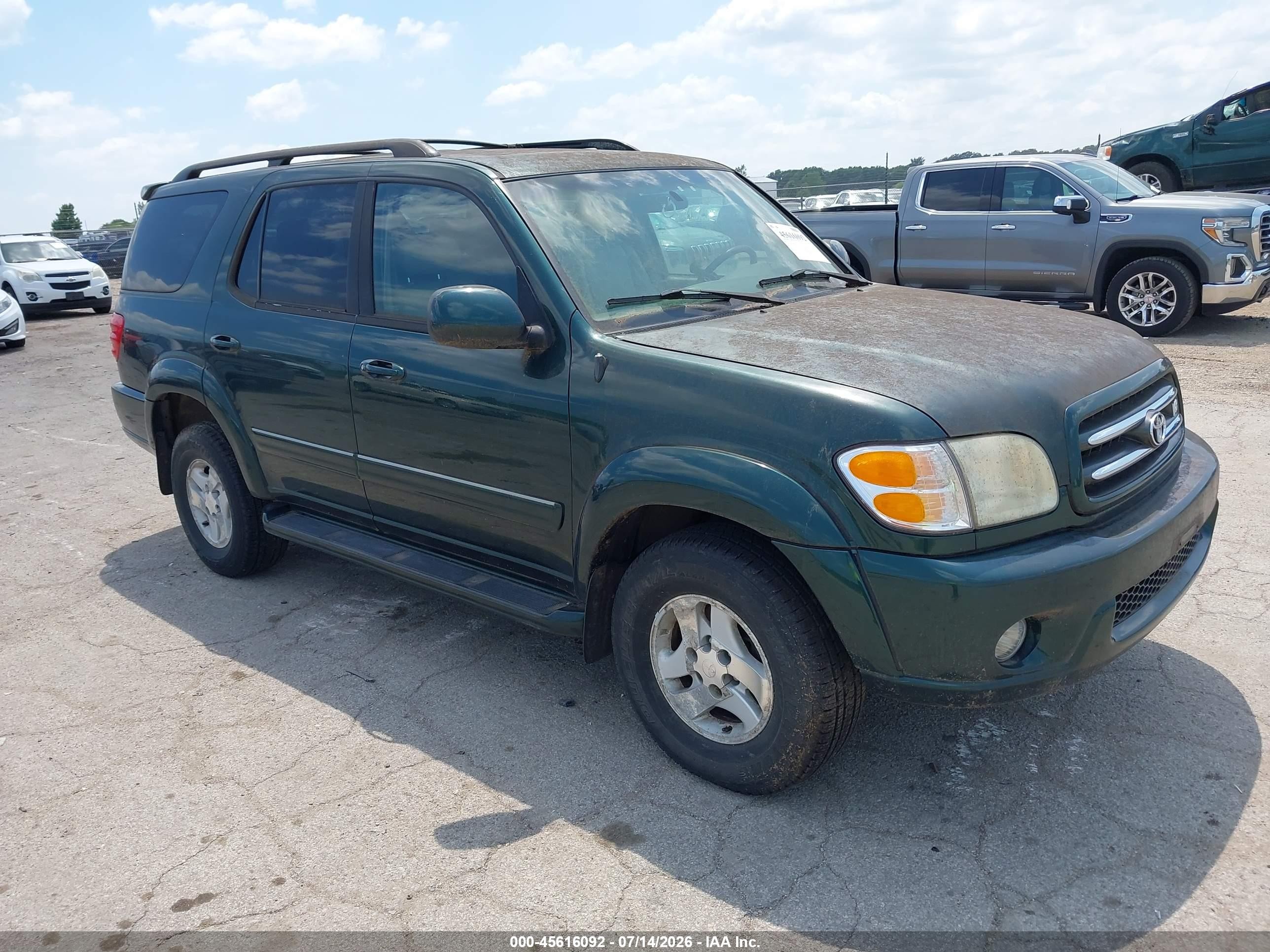 2001 Toyota Sequoia Limited V8 Green vin: 5TDBT48A51S020876