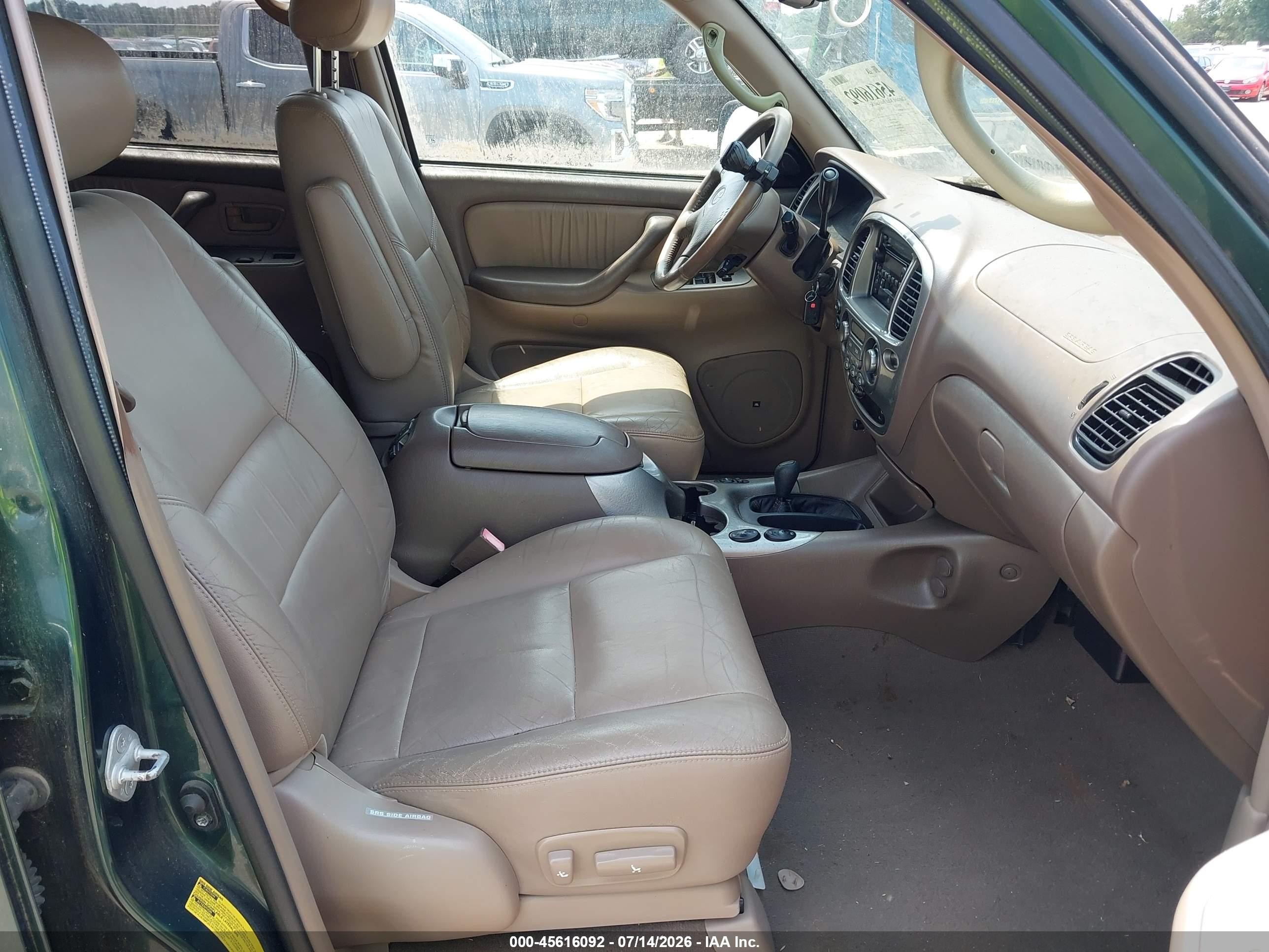 2001 Toyota Sequoia Limited V8 Green vin: 5TDBT48A51S020876