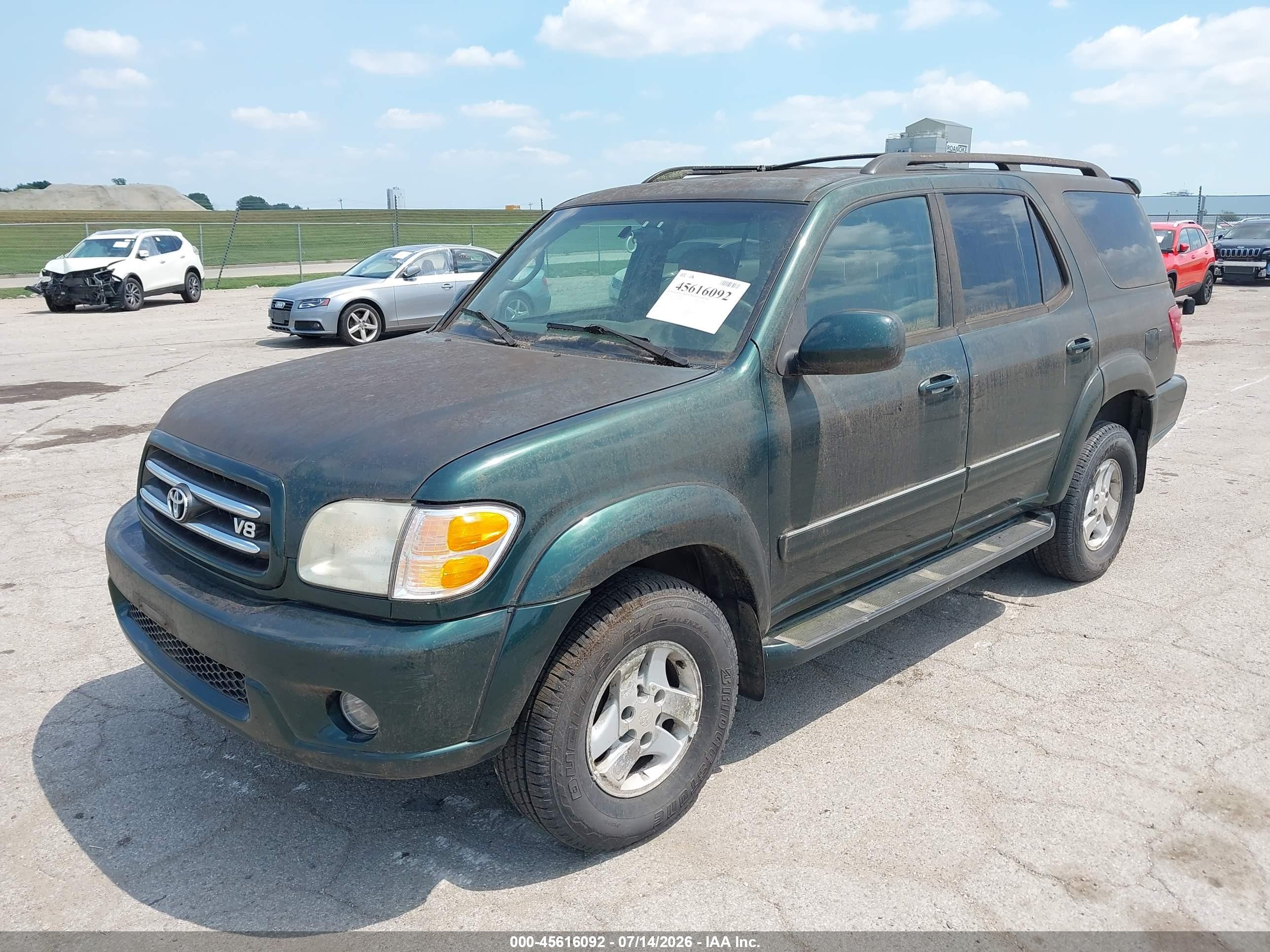 2001 Toyota Sequoia Limited V8 Green vin: 5TDBT48A51S020876