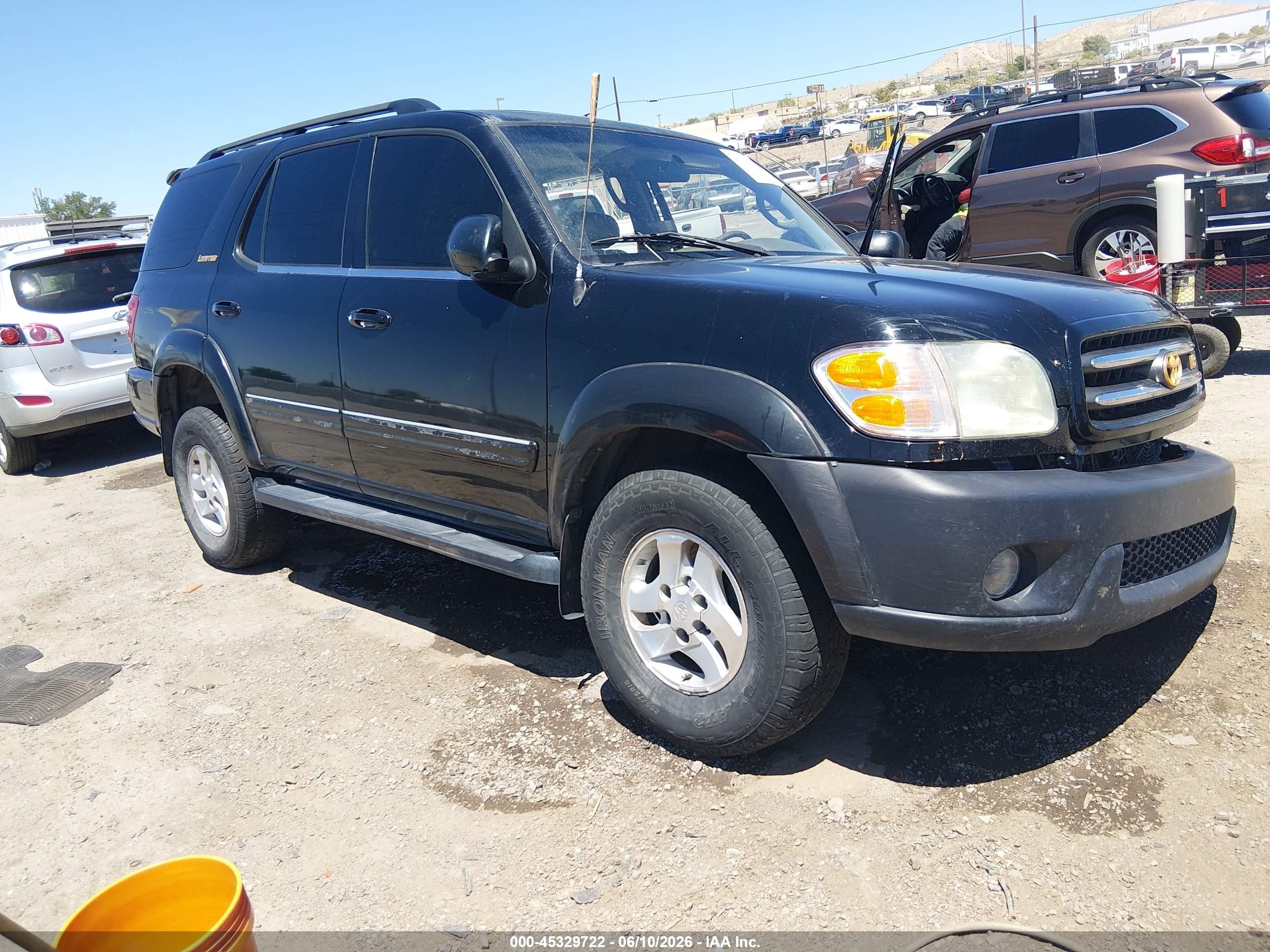 2001 Toyota Sequoia Limited V8 Black vin: 5TDBT48A51S044403