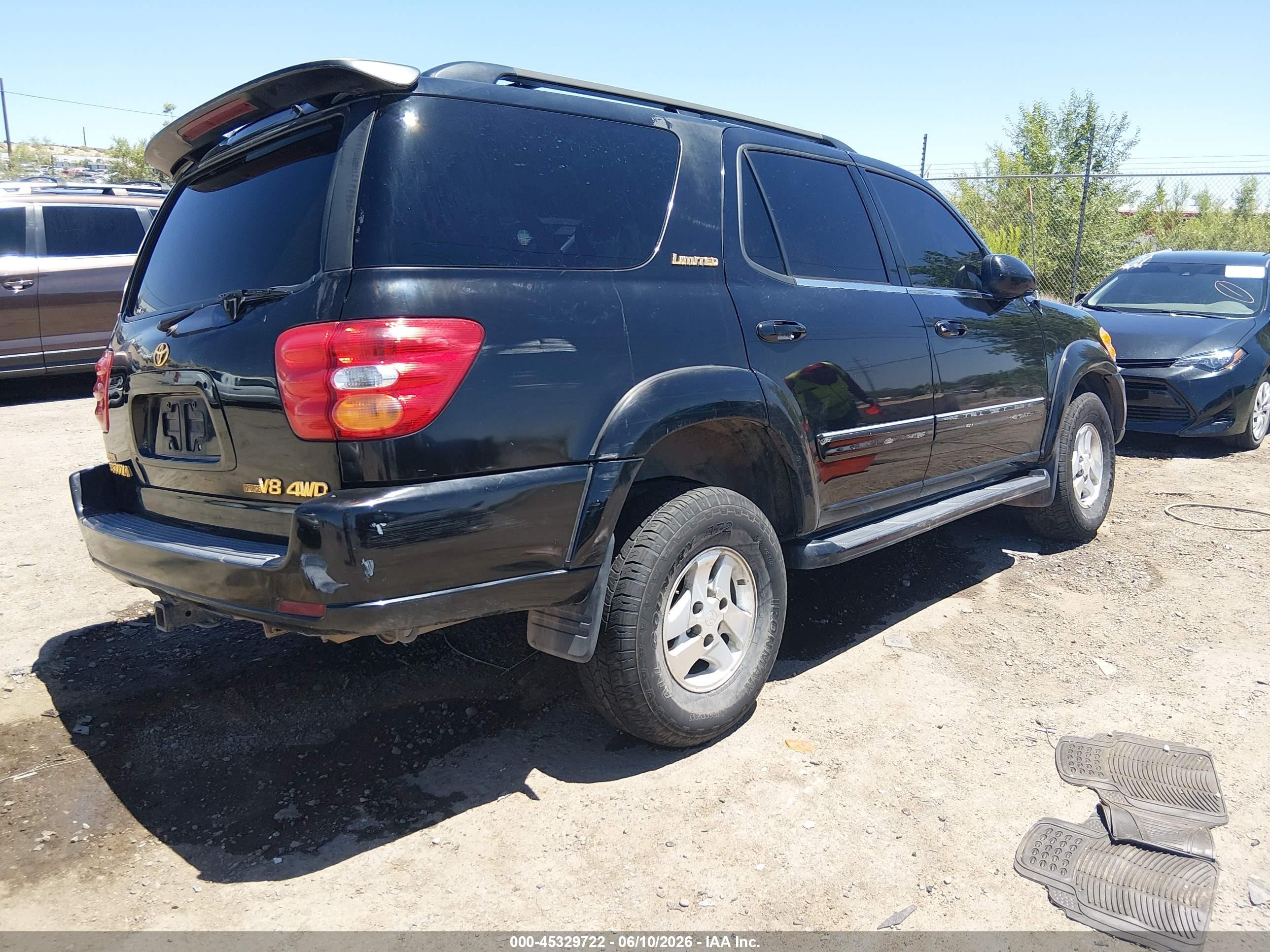 2001 Toyota Sequoia Limited V8 Черный vin: 5TDBT48A51S044403