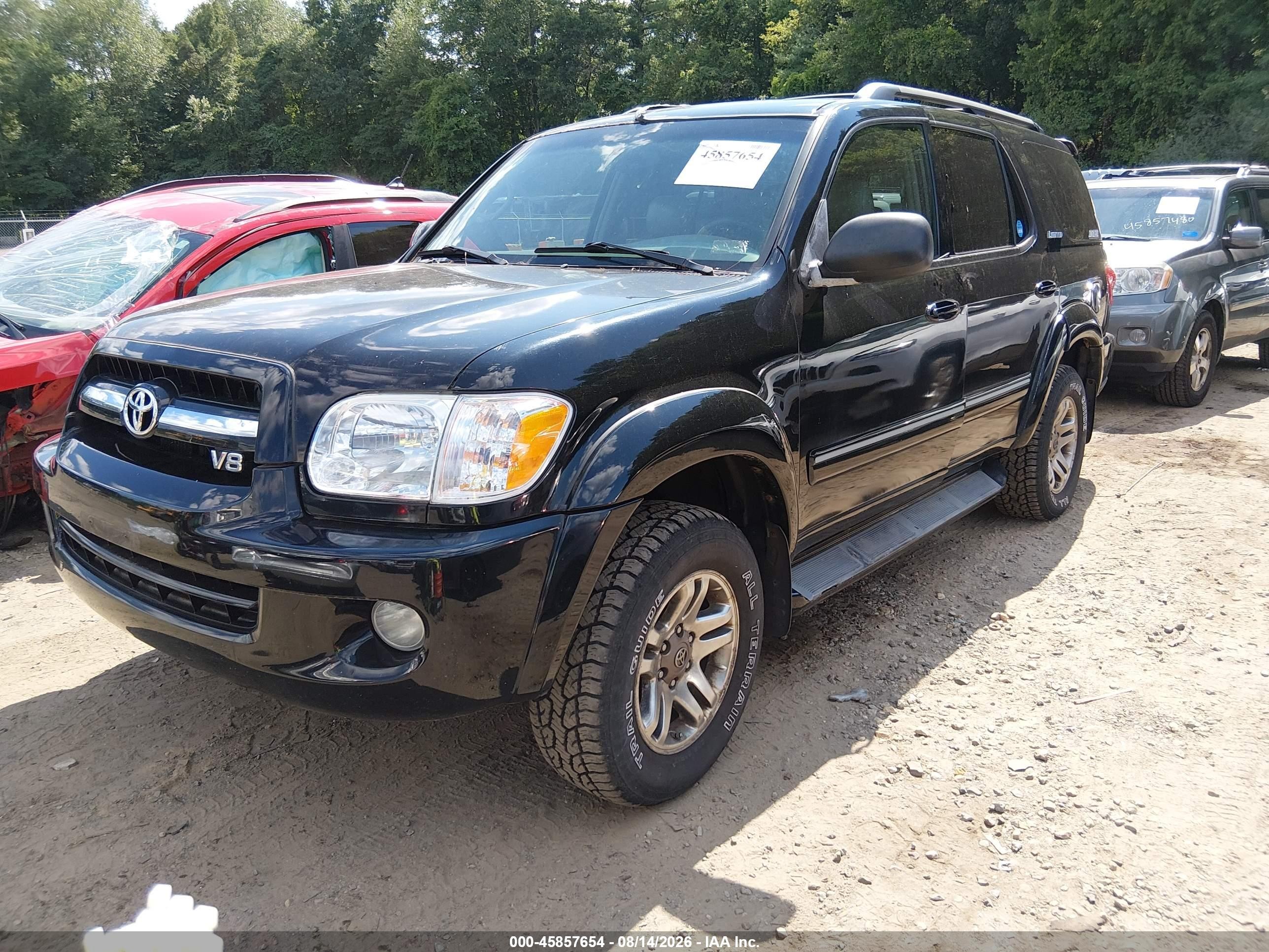 2005 Toyota Sequoia Limited V8 Black vin: 5TDBT48A55S234045