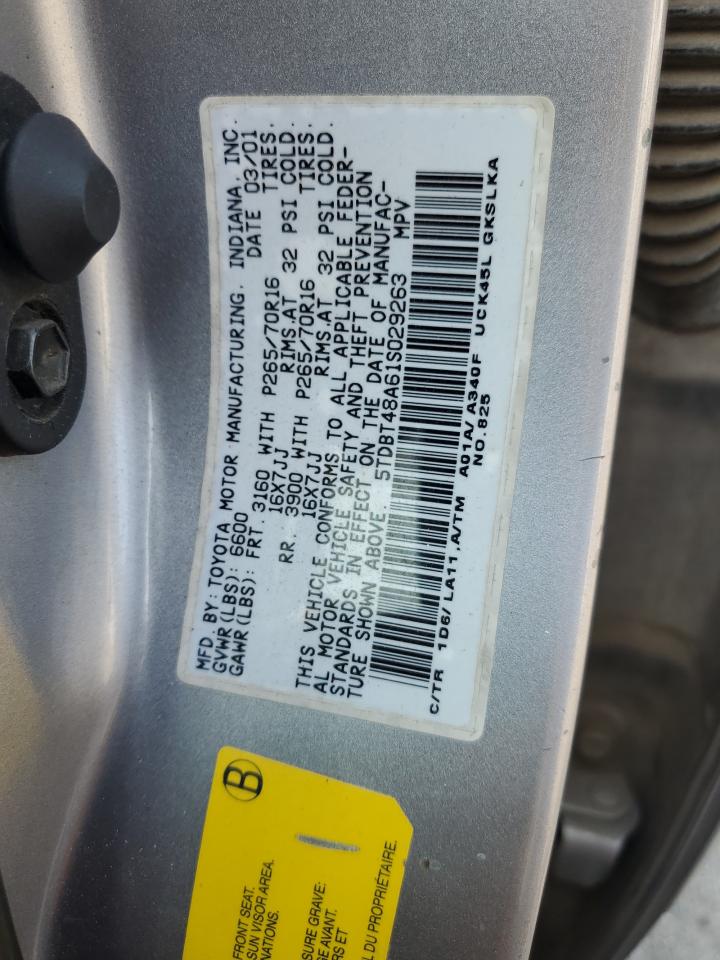 2001 Toyota Sequoia Limited Серебряный vin: 5TDBT48A61S029263