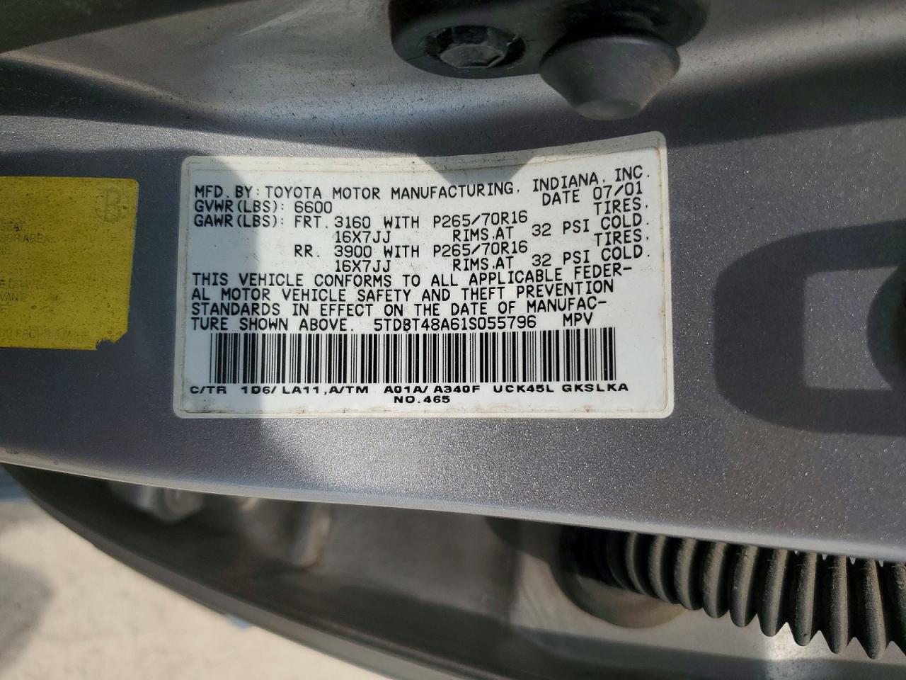 2001 Toyota Sequoia Limited Silver vin: 5TDBT48A61S055796