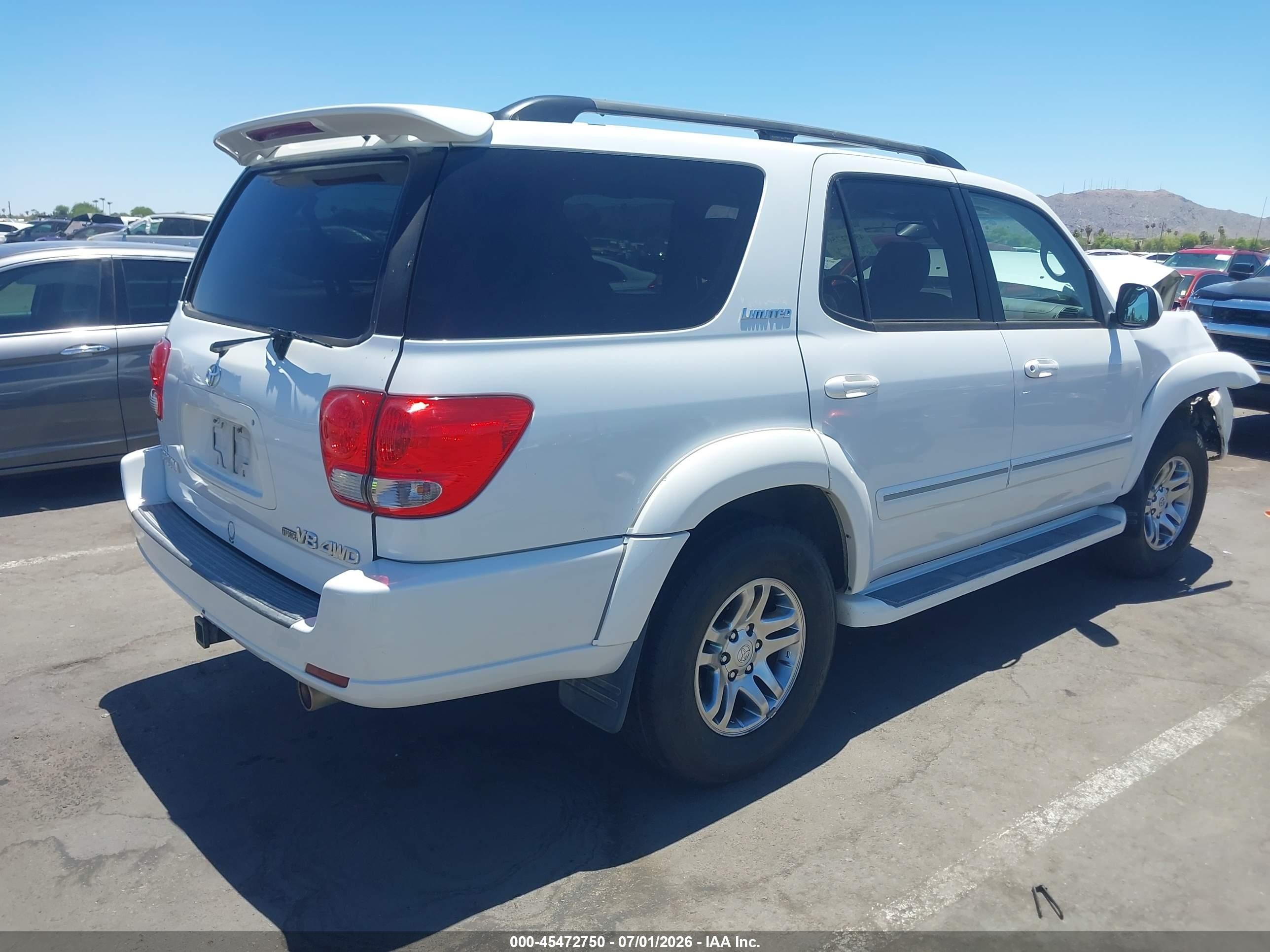 2006 Toyota Sequoia Limited V8 White vin: 5TDBT48A66S266102