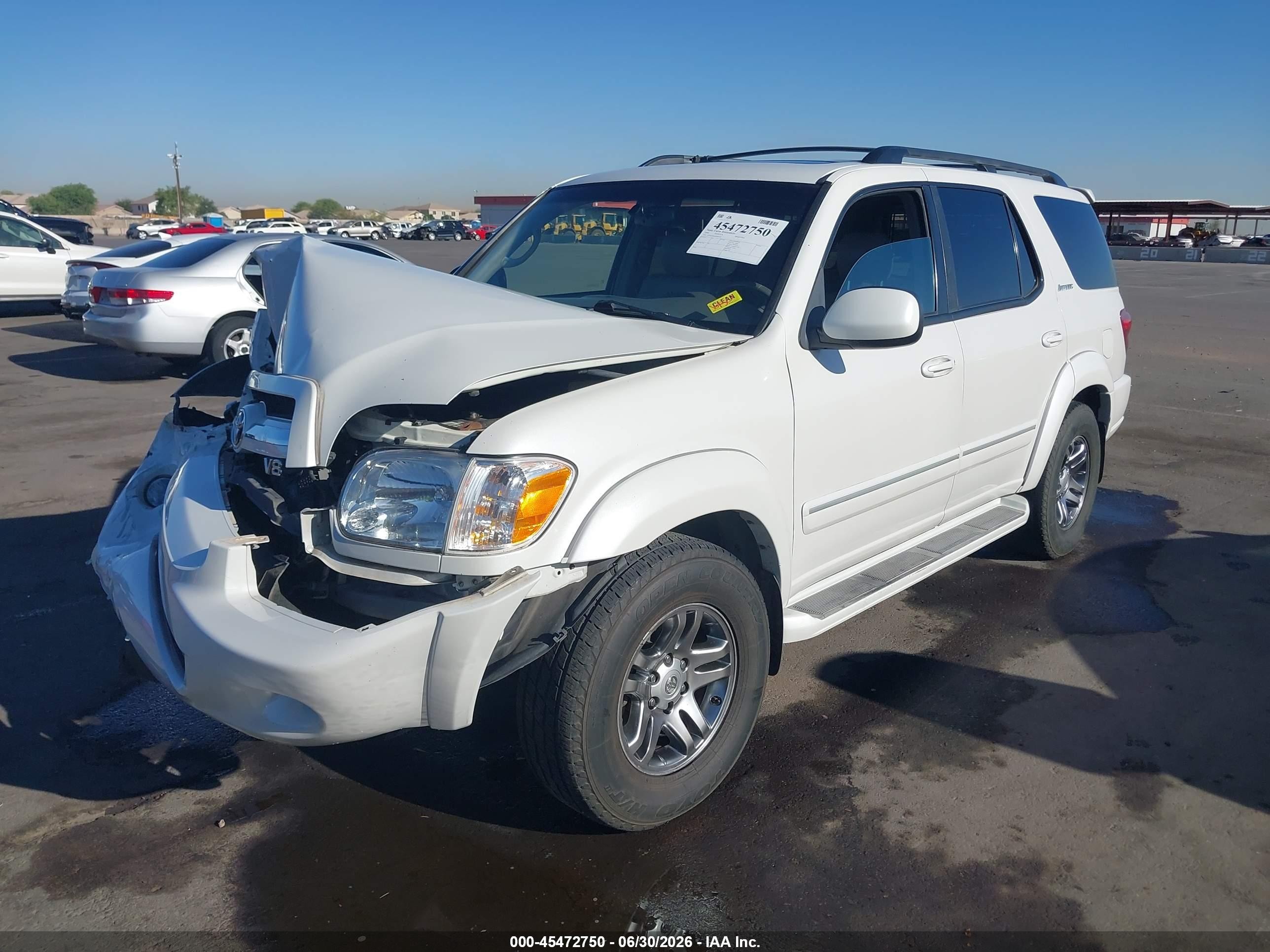 2006 Toyota Sequoia Limited V8 White vin: 5TDBT48A66S266102