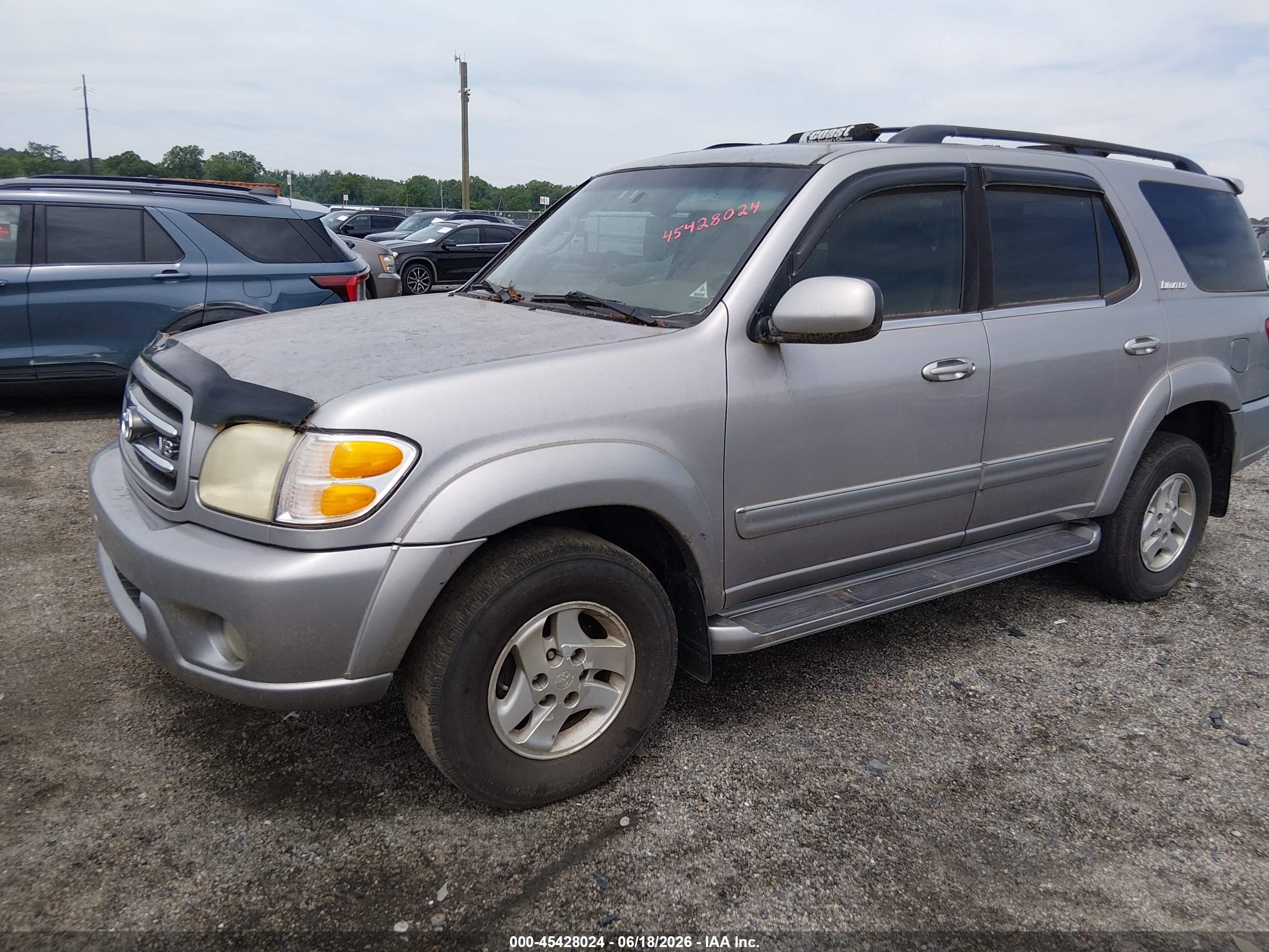 2002 Toyota Sequoia Limited V8 Gray vin: 5TDBT48A72S085889