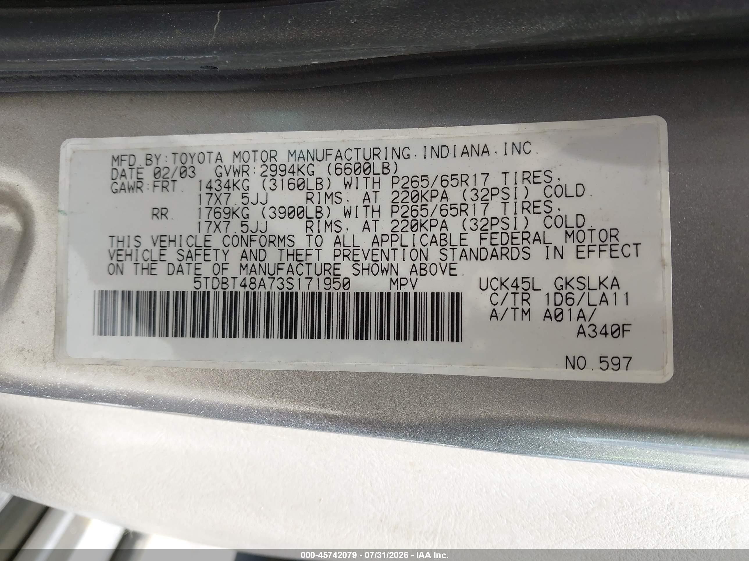 2003 Toyota Sequoia Limited V8 Silver vin: 5TDBT48A73S171950
