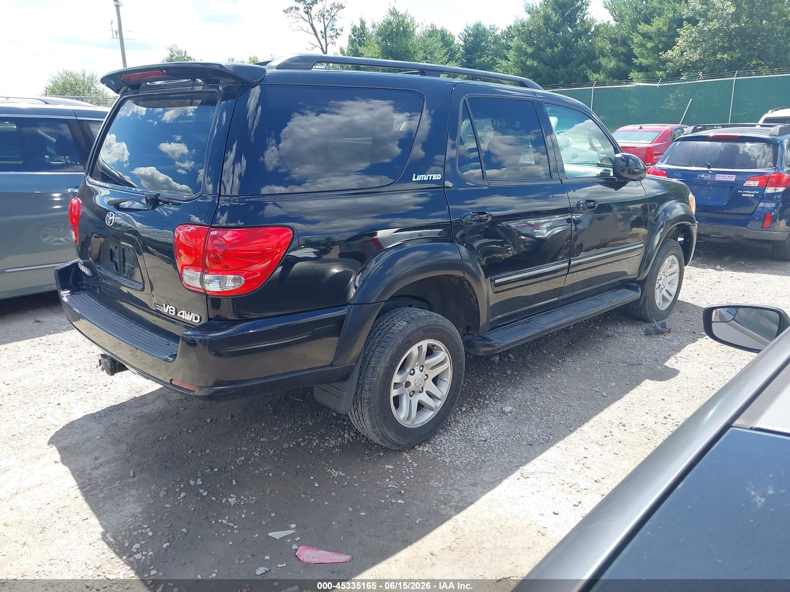 2005 Toyota Sequoia Limited V8 Black vin: 5TDBT48A75S241854