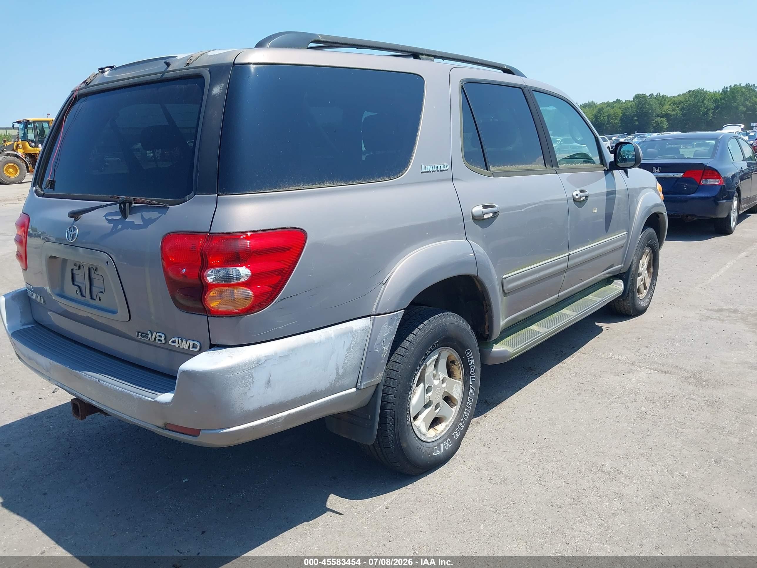 2002 Toyota Sequoia Limited V8 Gray vin: 5TDBT48A82S131147