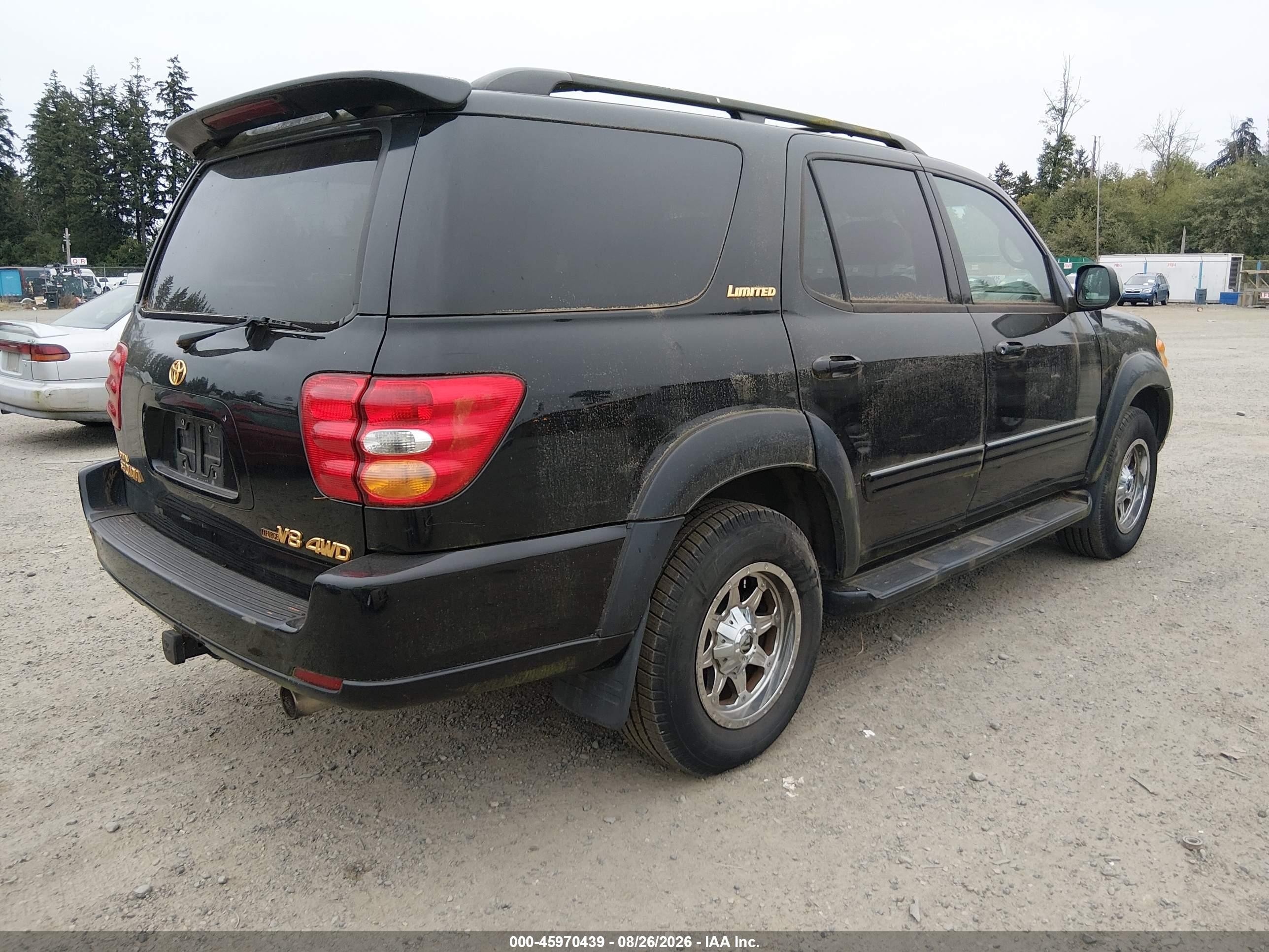 2003 Toyota Sequoia Limited V8 Black vin: 5TDBT48A83S201098