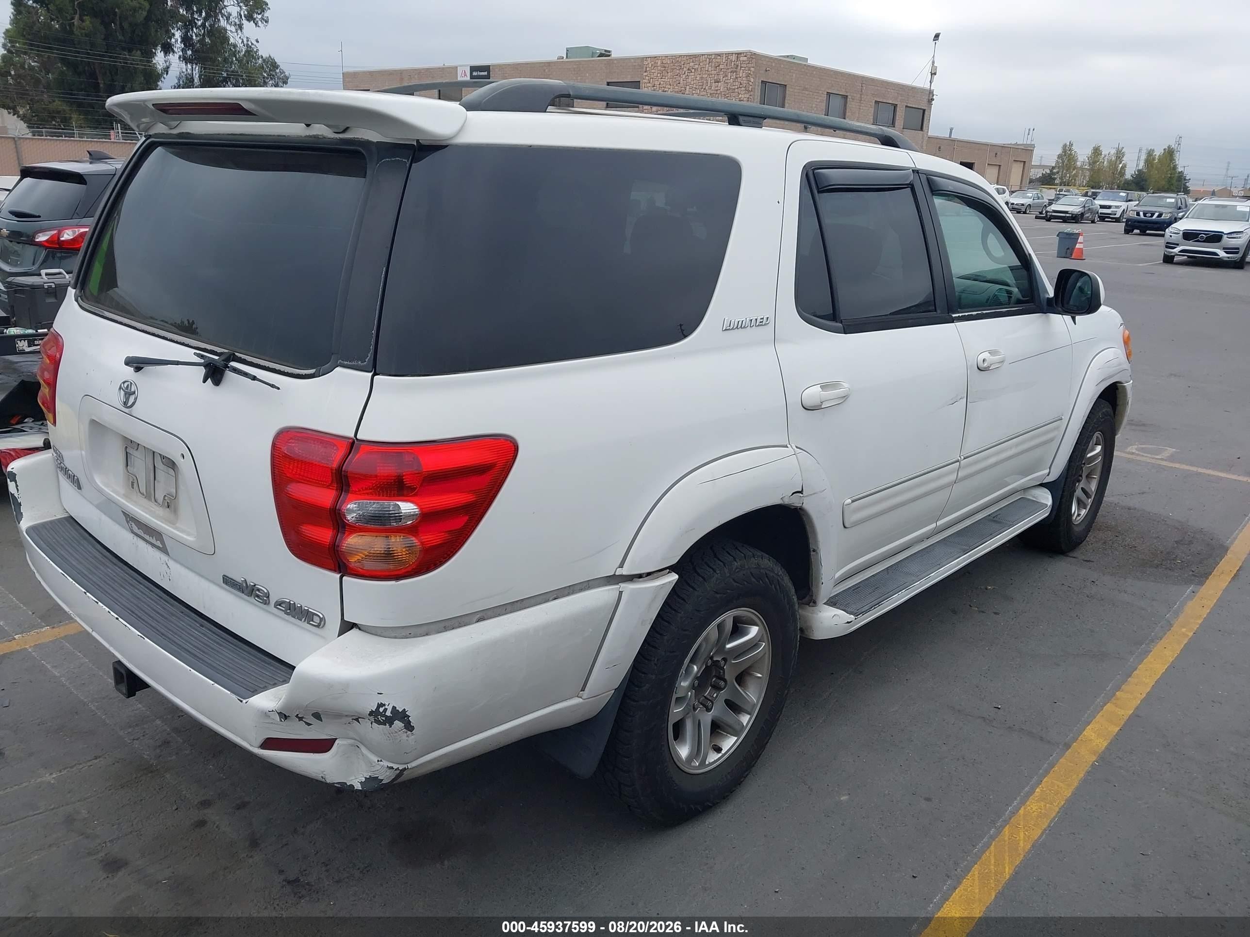 2004 Toyota Sequoia Limited V8 White vin: 5TDBT48A84S232207