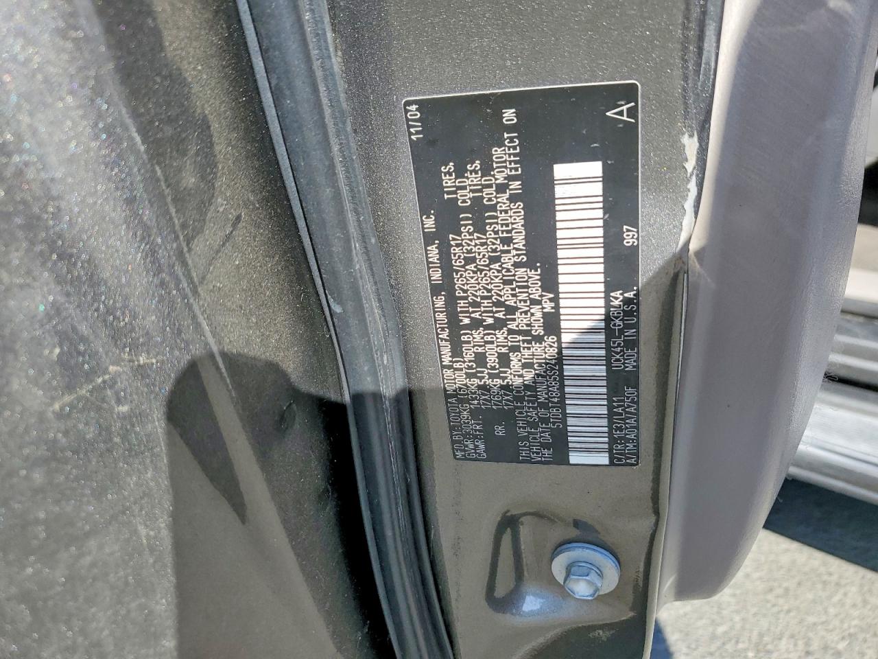 2005 Toyota Sequoia Limited Gray vin: 5TDBT48A85S240826