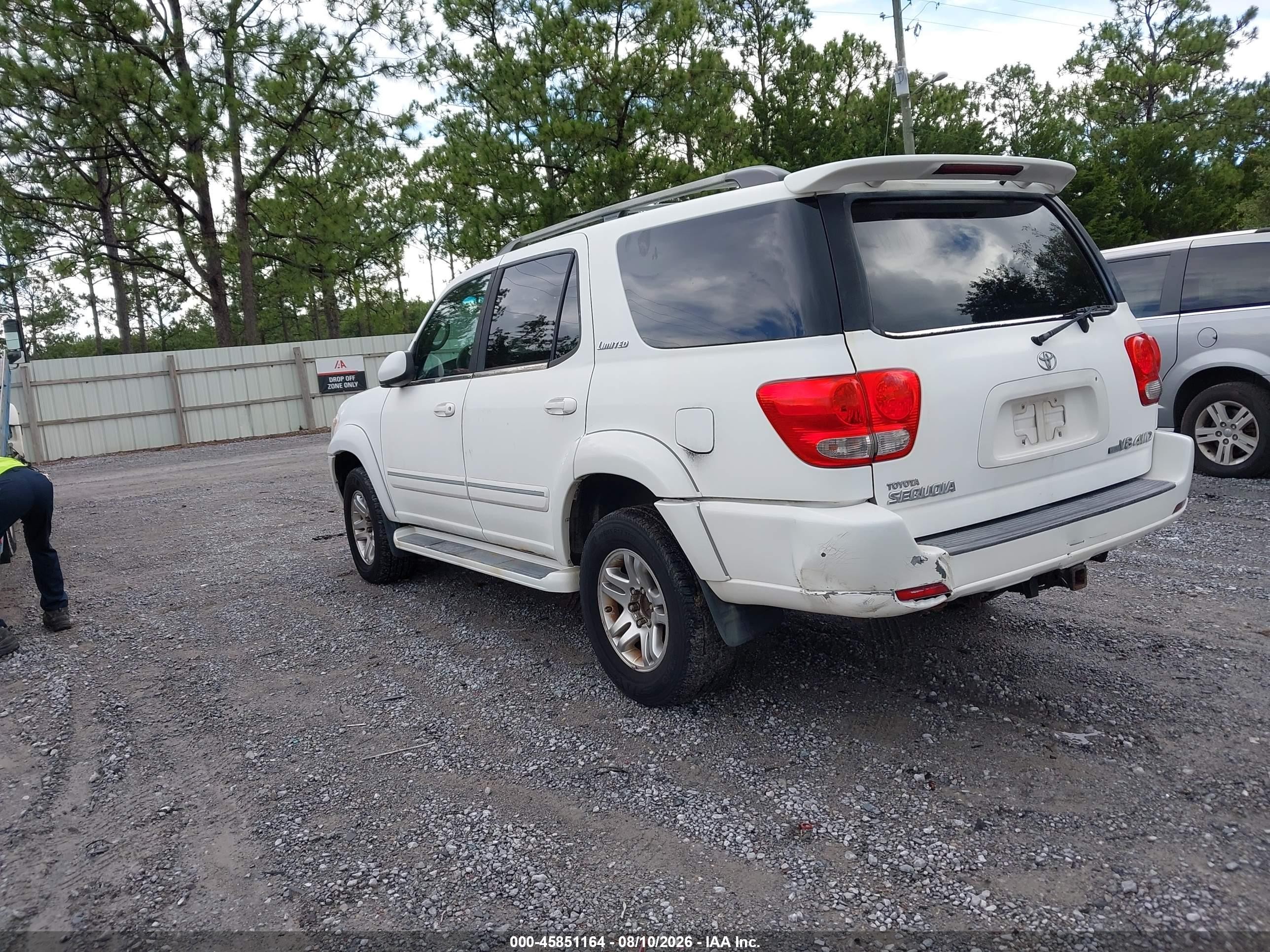 2005 Toyota Sequoia Limited V8 White vin: 5TDBT48A85S241331
