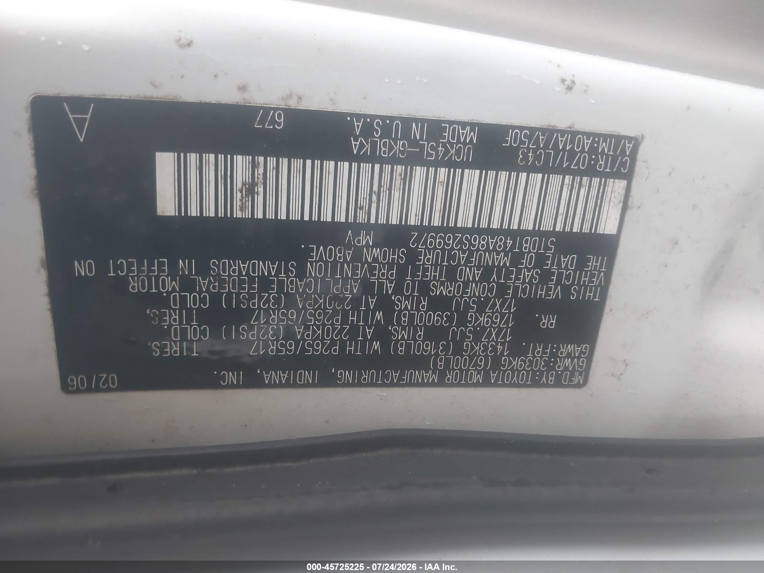 2006 Toyota Sequoia Limited V8 Белый vin: 5TDBT48A86S269972