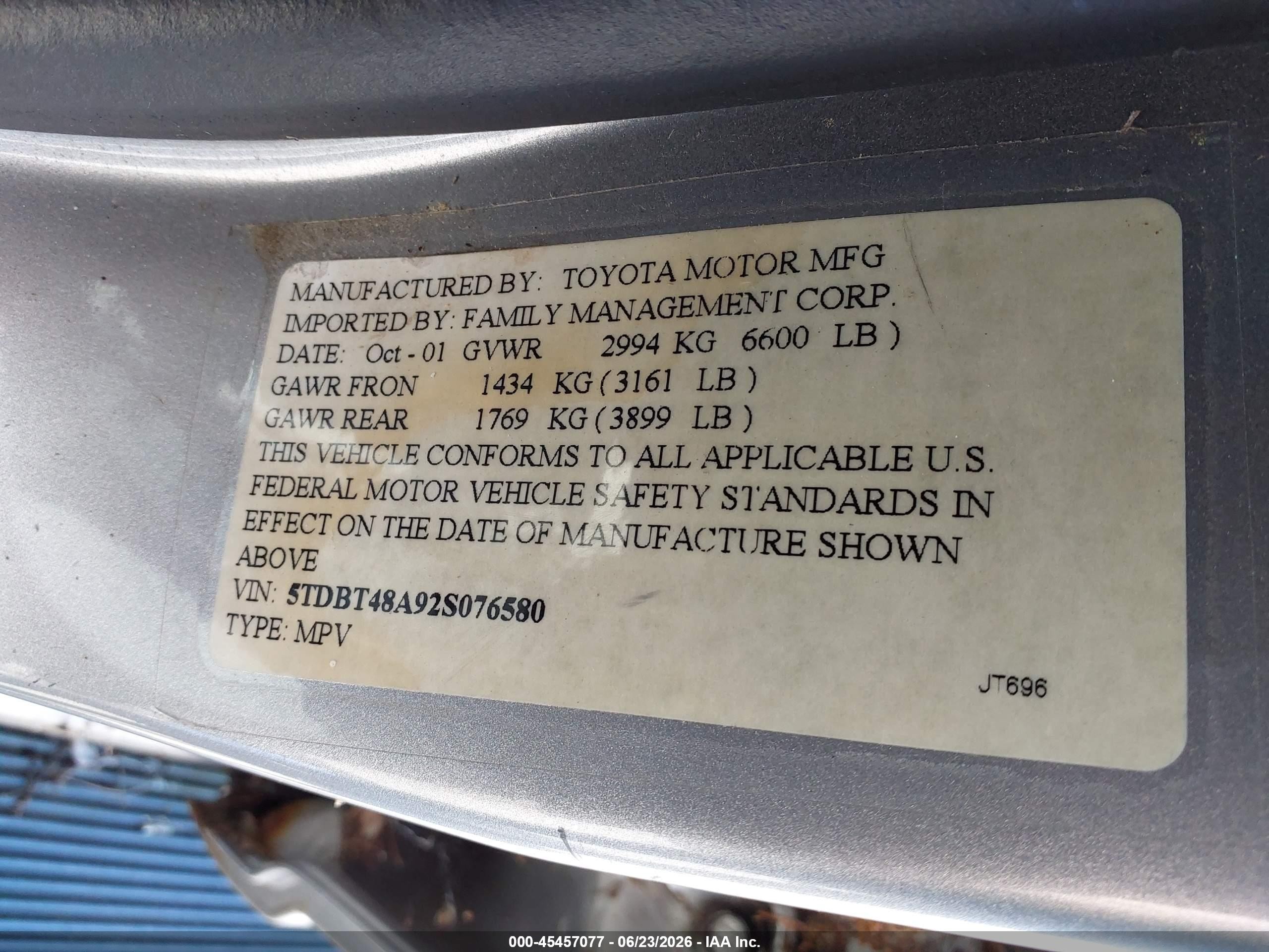 2002 Toyota Sequoia Limited V8 Серебряный vin: 5TDBT48A92S076580